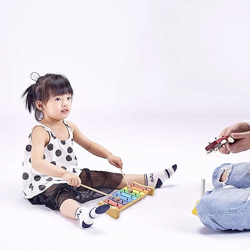 Miniatura 25 de MUSICUBE Xilófono para niños, xilófono de madera con mazos, instrumento de música Orff para educación preescolar, kit de percusión para bebés