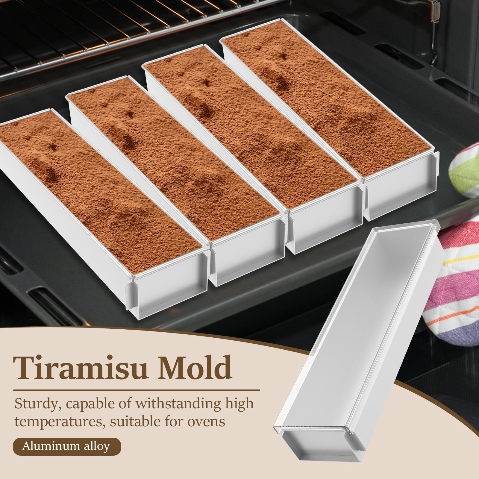 Tiramisu prostokątna forma do pieczenia, ze stali nierdzewnej, z pokrywką i zdejmowaną częścią boczną, nieprzywierająca forma do ciasta z powłoką zapobiegającą przywieraniu, materiał ze stopu