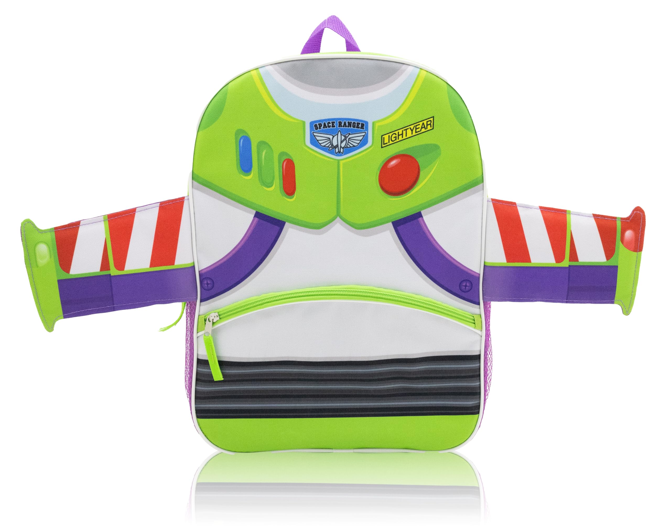 Disney Pixar Buzz Lightyear Backpack for Kids | Toy Story School Bookbag with Front Pocket, Padded Straps & Wing Appliques | Lightweight Travel