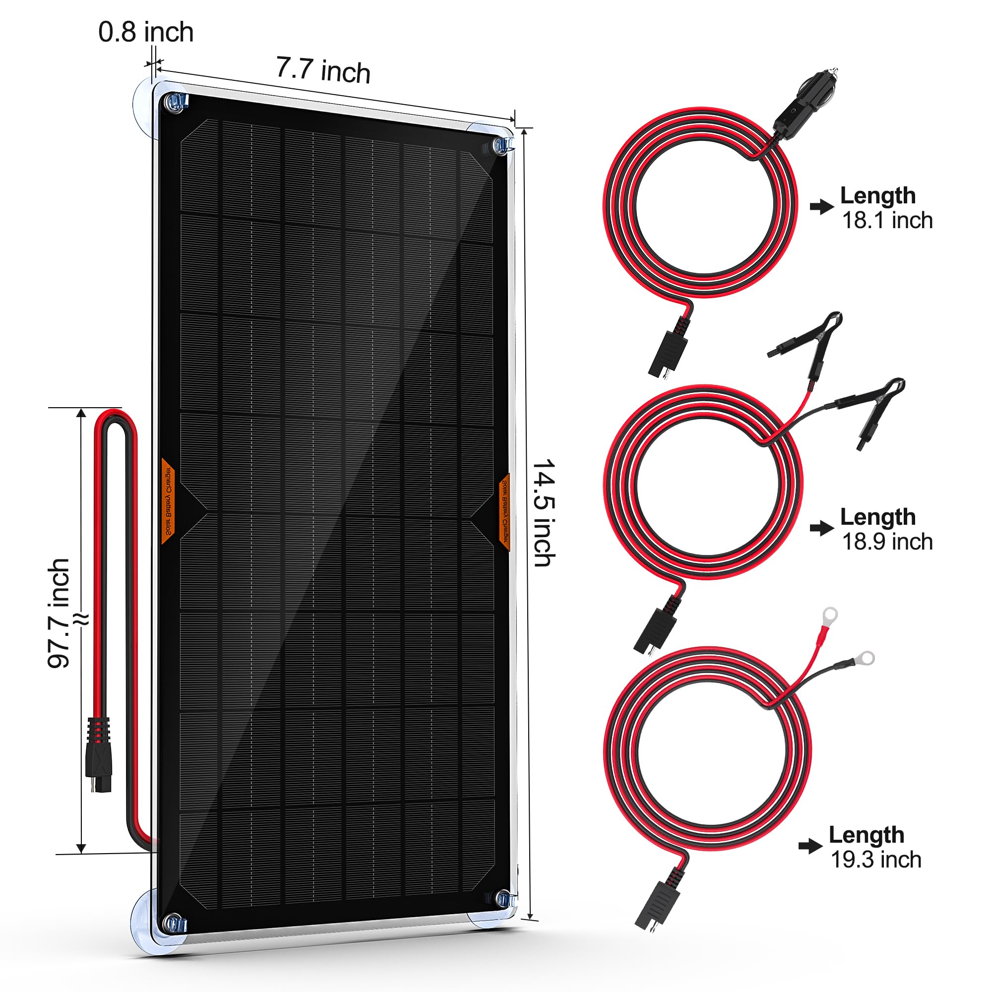 OYMSAE Cargador de batería de Coche con Panel Solar de 10 W, 12 V, portátil, Impermeable, Cargador de batería y mantenedor para Coche, Barco, automóvil, Caravana, con Enchufe para Encendedor de