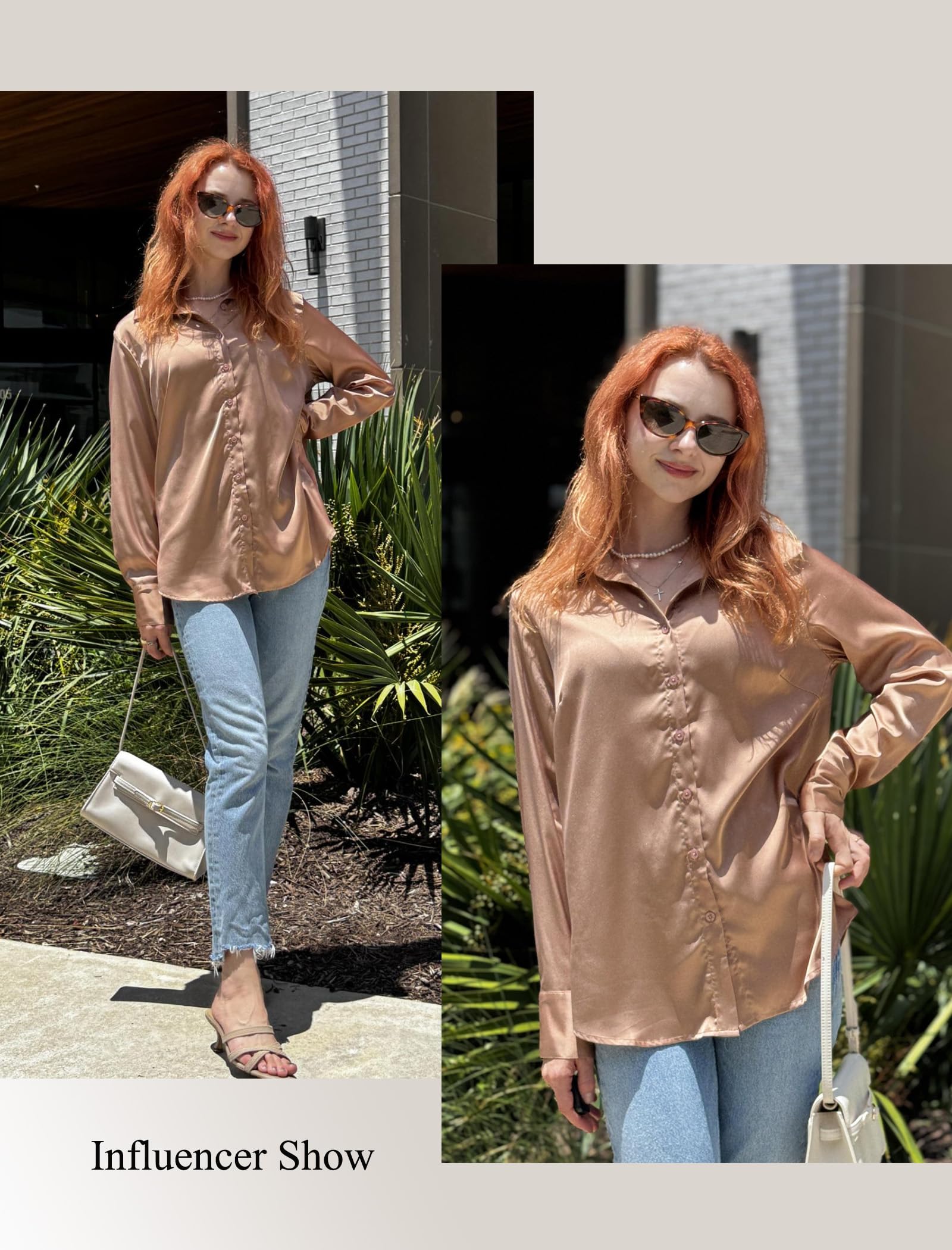 Zeagoo Satin Blouses for Women Silk Button Down Shirts Long Sleeve Business Casual Tops