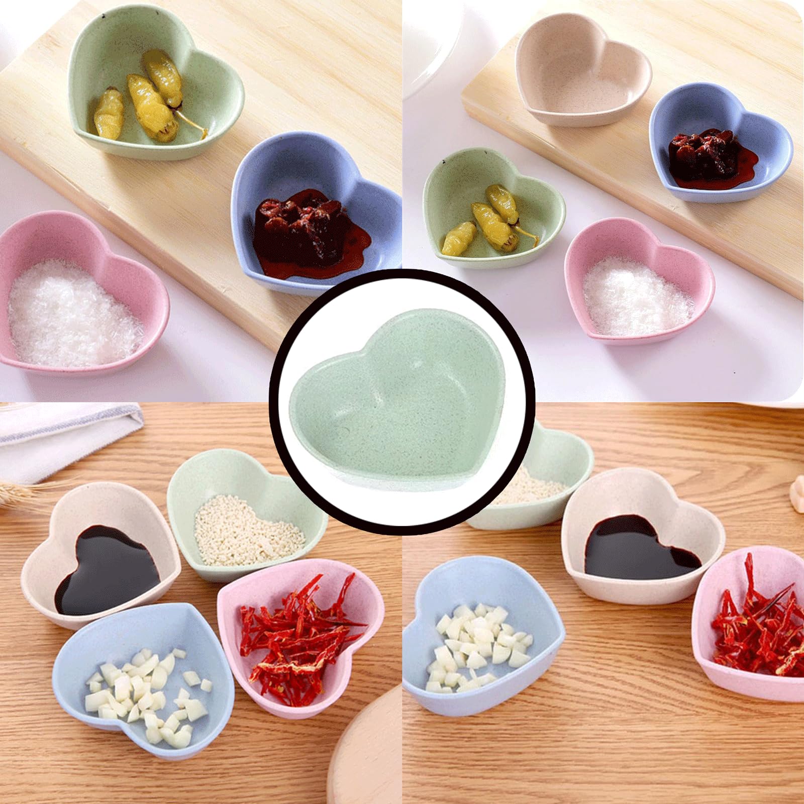 6PCS Hamster Food Dishes, Plastic Heart Shaped Food Bowl for Pet, Cute Water Dish for Rabbit Hedgehog Gerbil Rat Rodent Small Animals