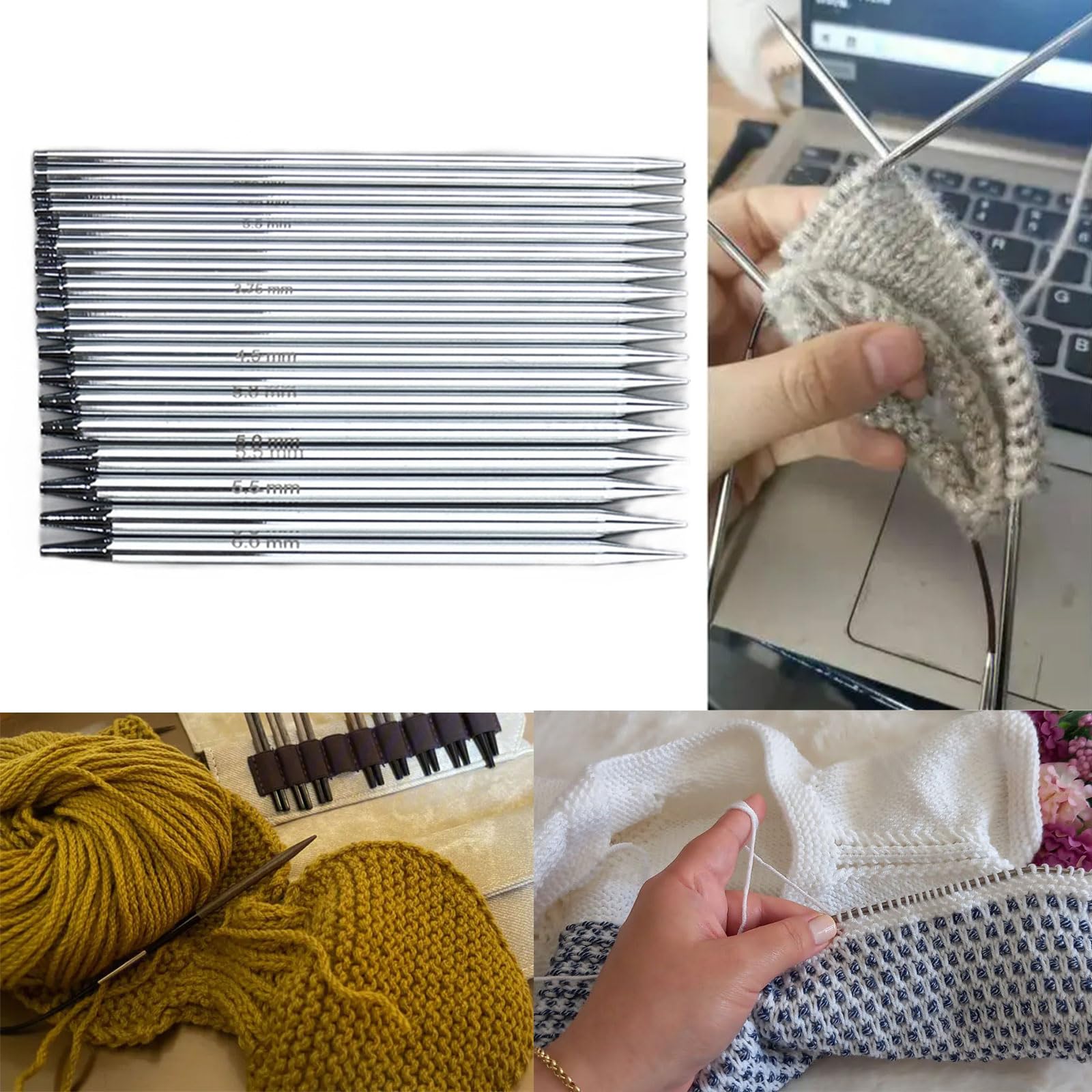 Set Di Ferri Circolari Intercambiabili 3-6 Mm – 18 Pezzi Con Cavi Da 40 A 100 Cm, Borsa Inclusa, Per Maglieria Artigianale - 4