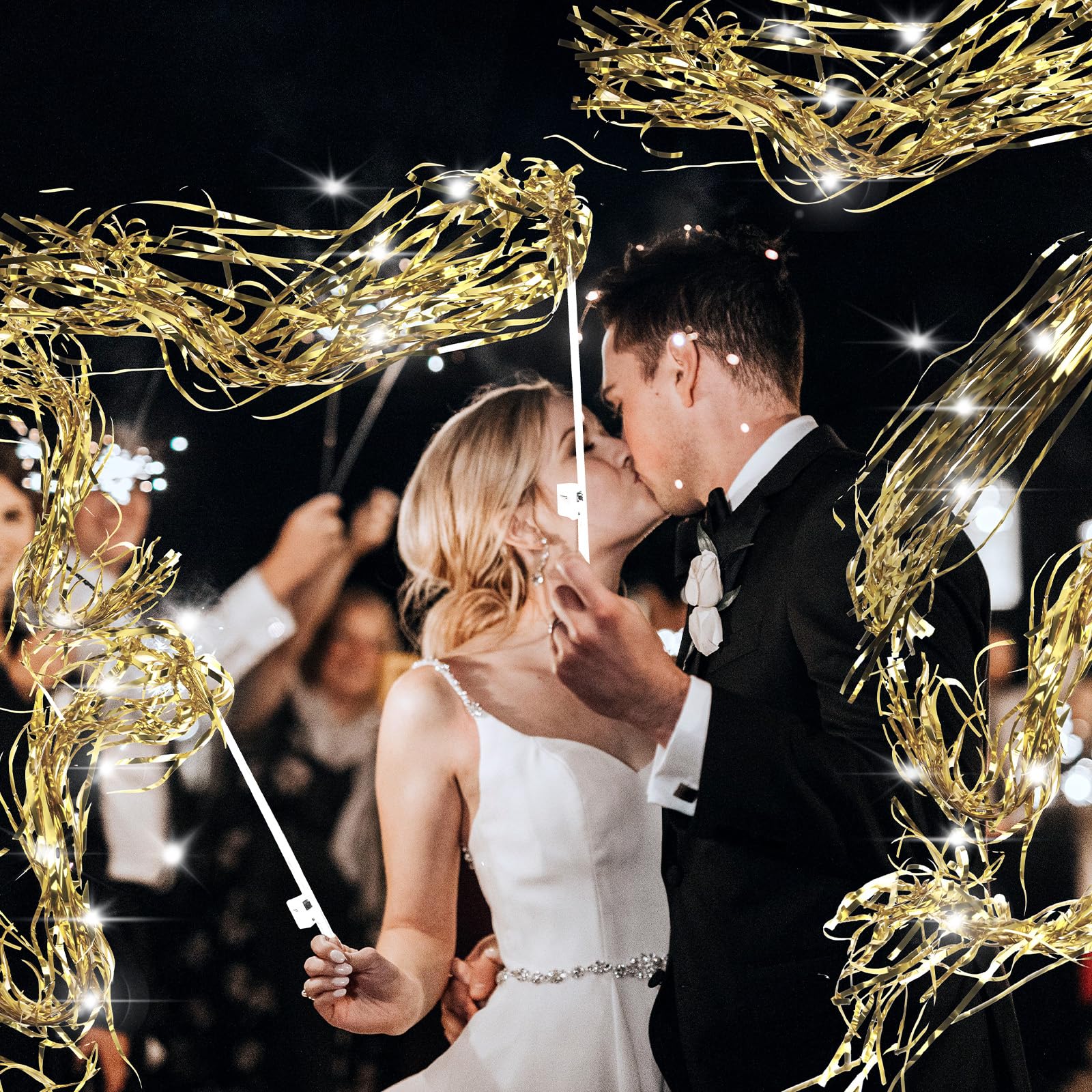 100 varitas de oropel de boda, varita iluminada para boda con LED, varita de boda con luz para envío de boda, accesorios ideales para bodas, fiestas de cumpleaños, juegos de animadoras de Navidad