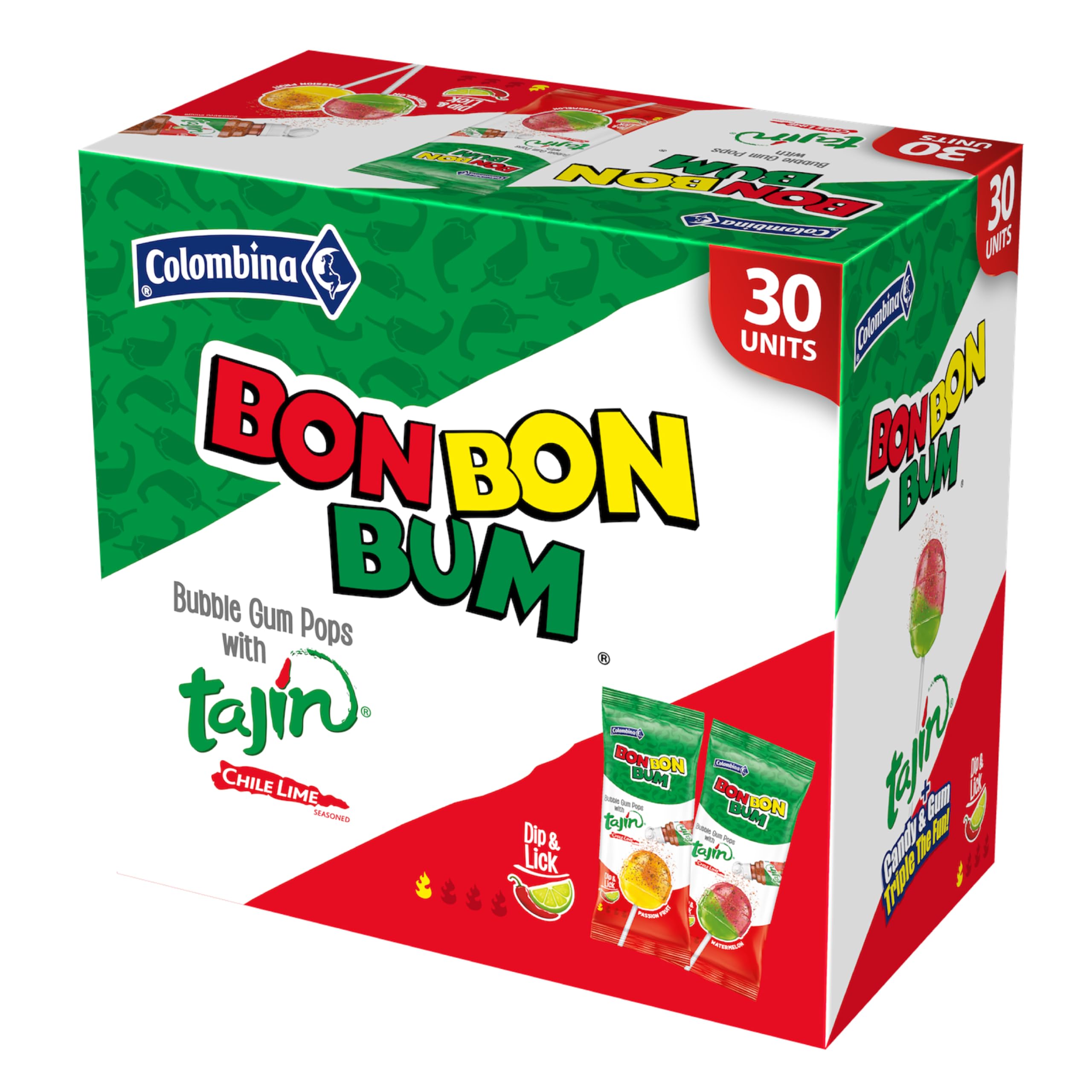 Amazon.com : Colombina Bon Bon Bum Tajin Tropical Passion Fruit