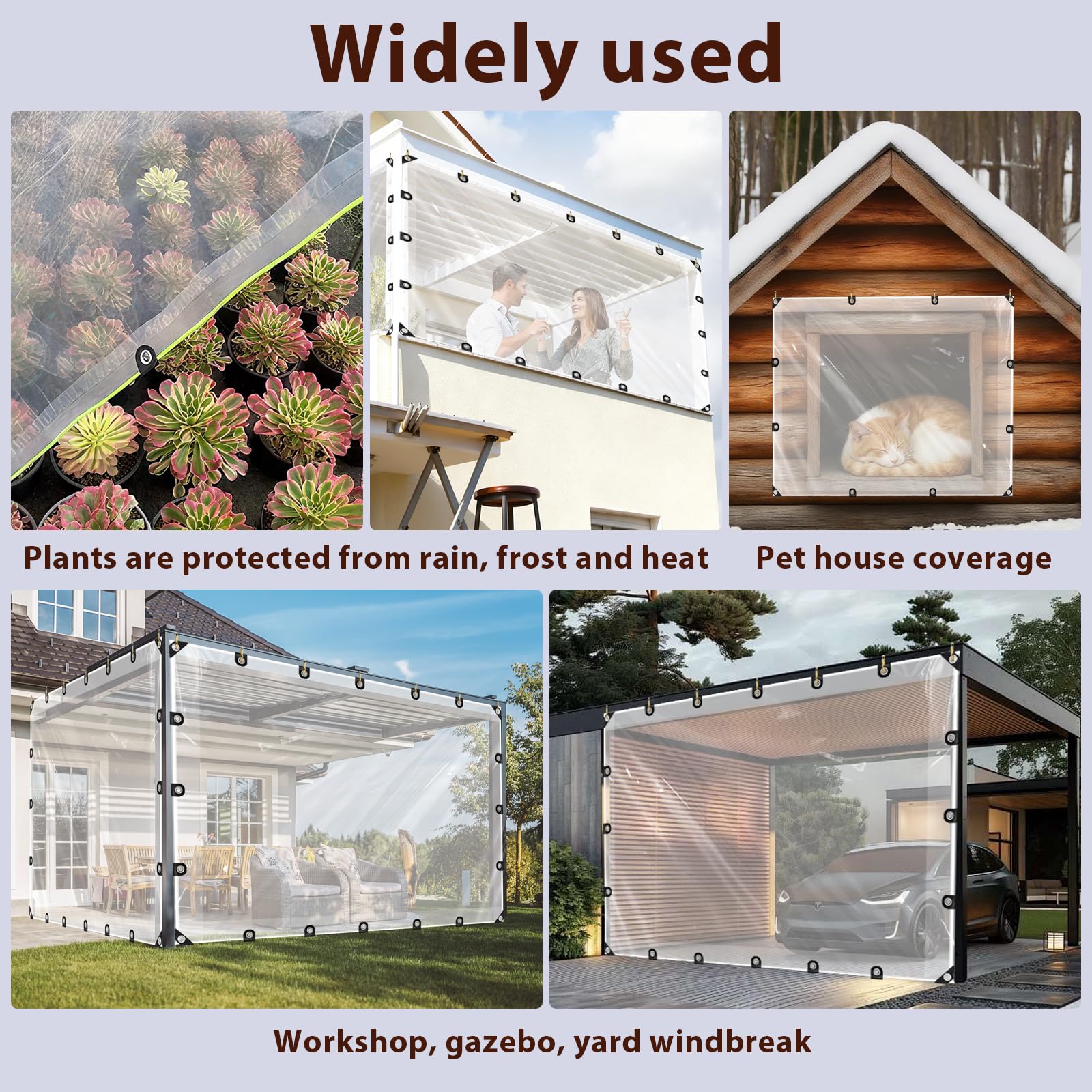 Abdeckplane - Wasserdicht - Mit öSen 3 x 5 m Transparente - Plane, Durchsichtige Tarp Für Balkon Windschutz/Sandkasten, AußEnbereich GartenmöBel Klarsichtplane Für HasenkäFig/Wintergarten