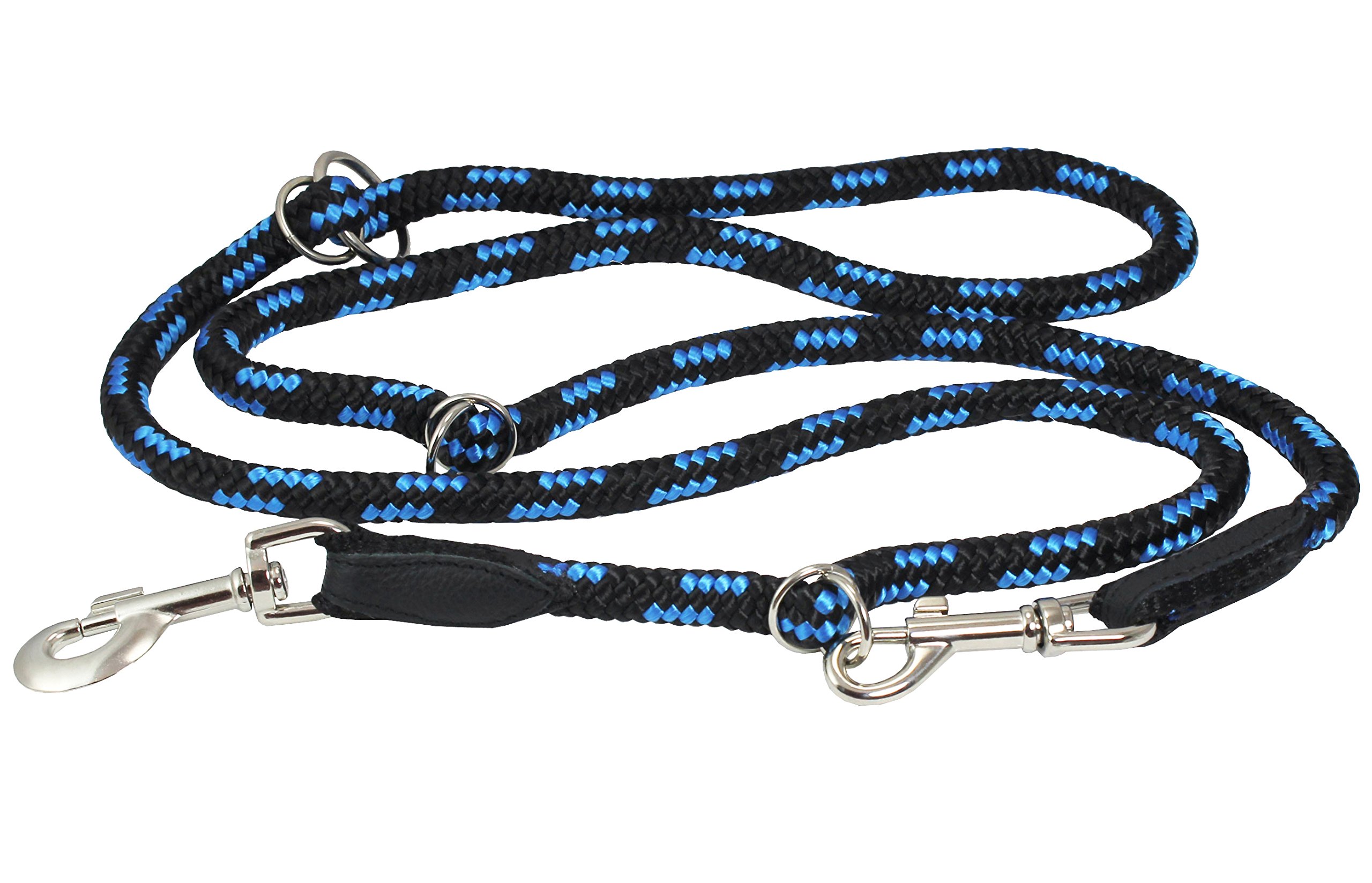 réglable multifonctionnel Corde Laisse pour chien 106,7 - 177,8 cm (grande ; 1/5,1 cm (12 mm) de diamètre, Bleu/noir)