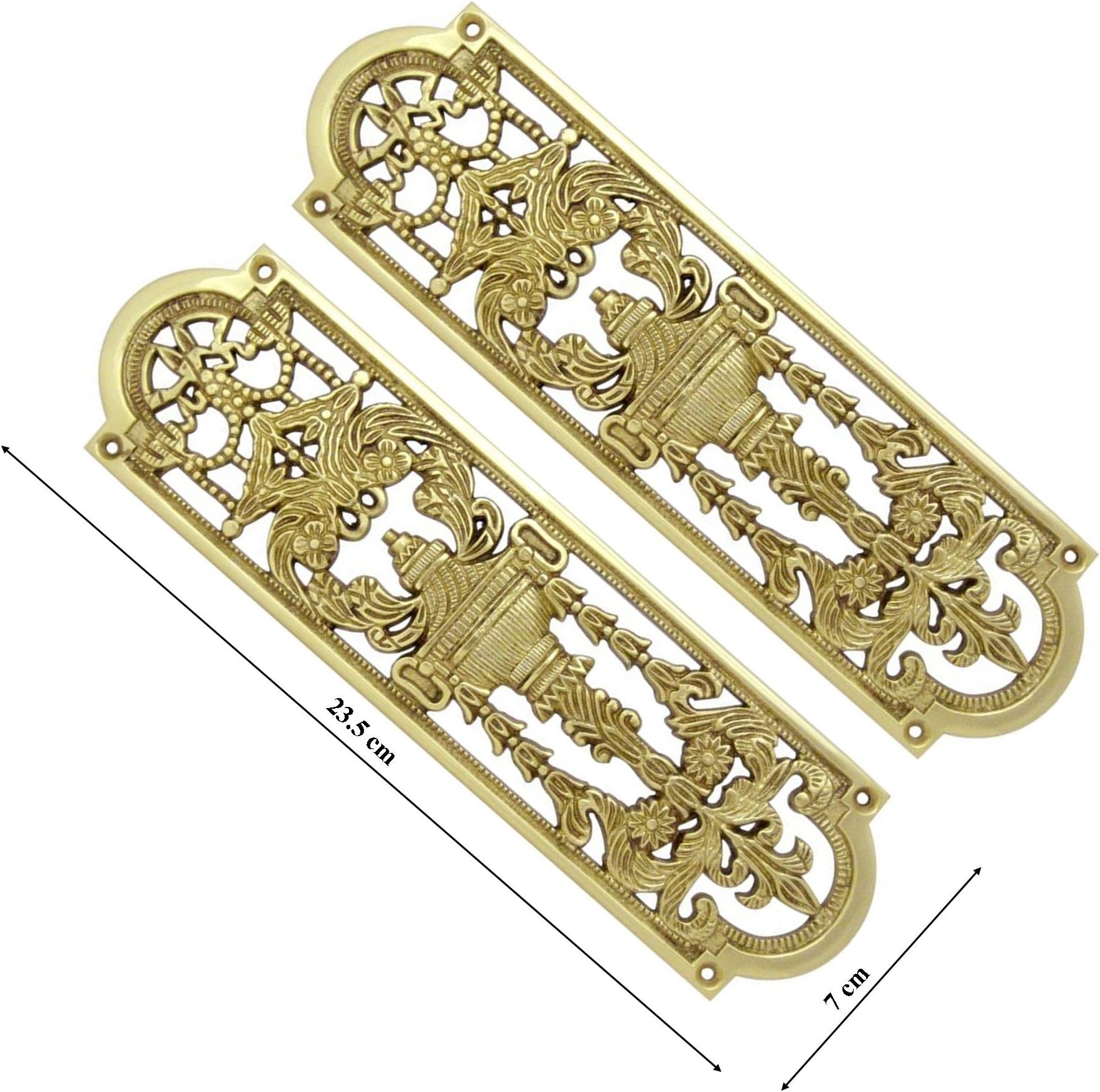 2x Solid Brass Finger Push Plate Quality Ornate Antique Design Style Door Handle Amazon.co.uk