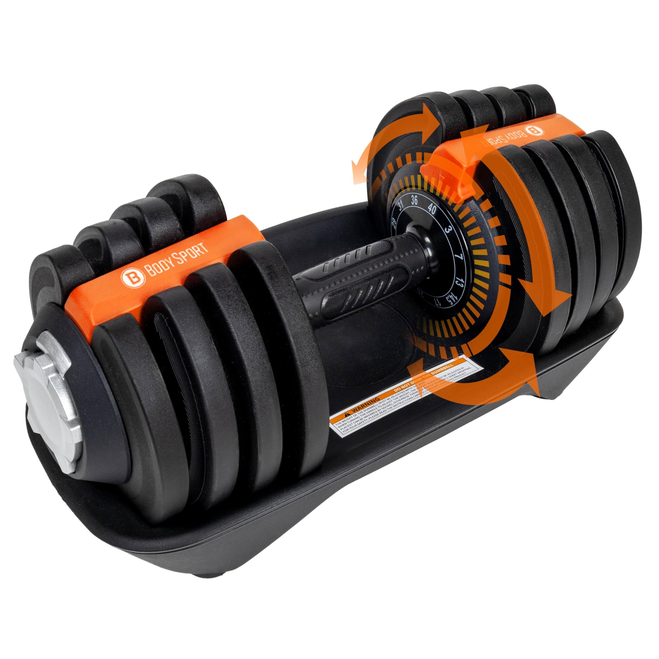 BodySport 40 Pound Adjustable Dumbbells Includes 12 Free Weights Ranging from 3 to 40 Pounds Ideal for Home