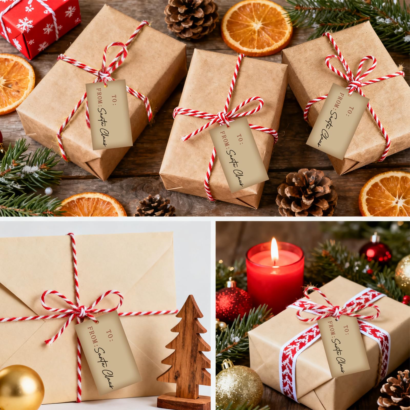 Amazon.co.jp: サンタクロースギフトタグ100ピースクリスマスギフト