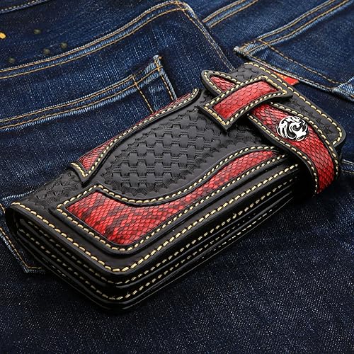 Miniatura 6 de Cartera de cadena de piel de serpiente Cobra roja, Negro & rojo, Classic