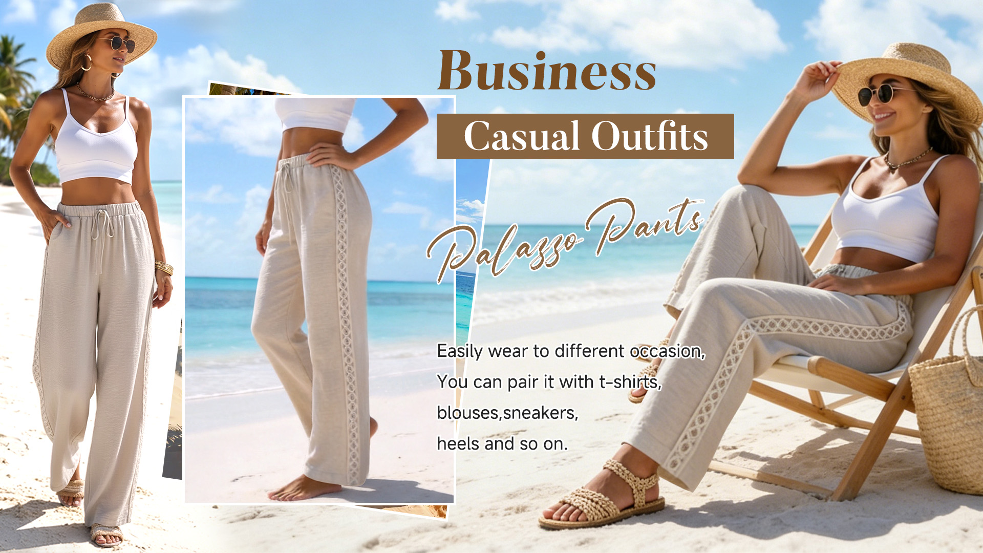 Wide Leg Linen Pants Woman Palazzo Pants for Women Casual High