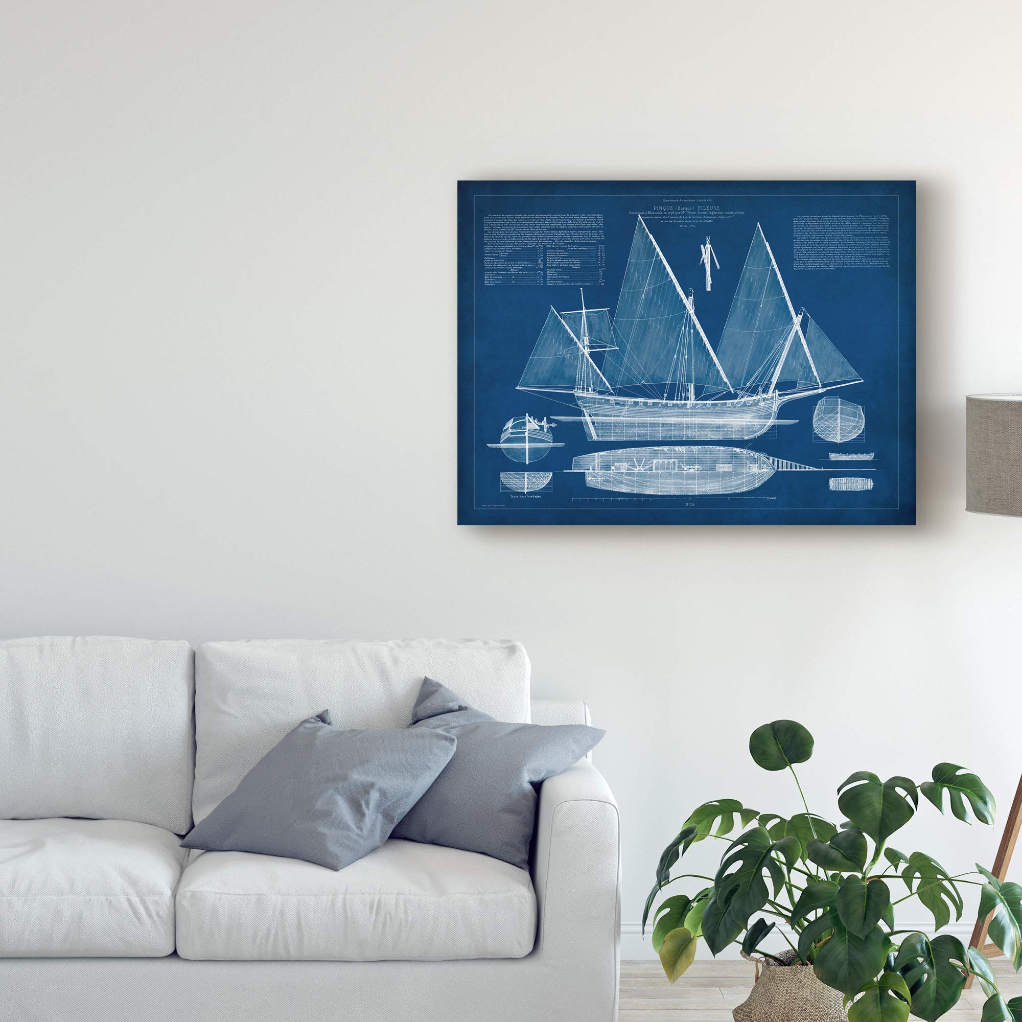 Amazon｜Trademark Fine Art アンティーク船ブループリントIII by
