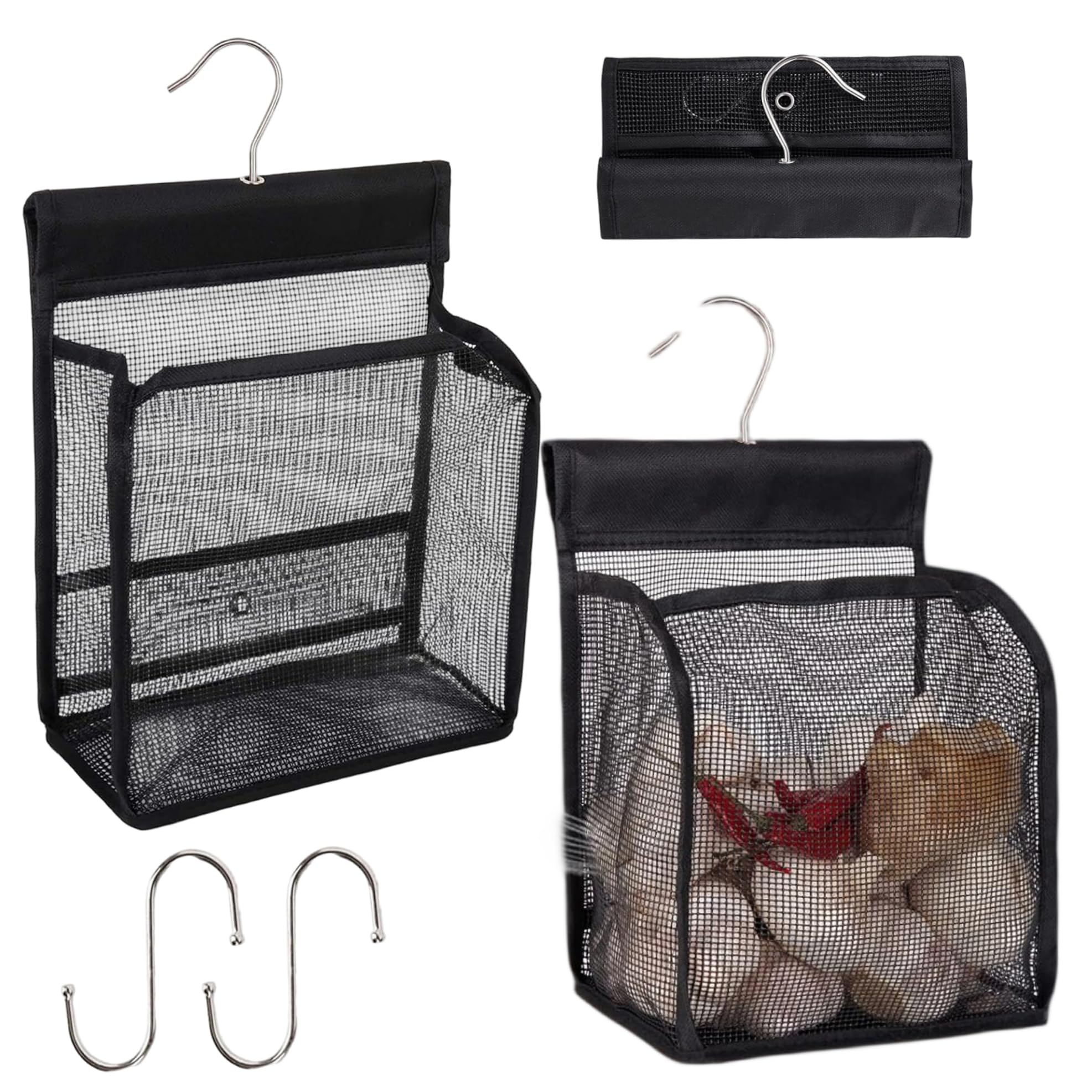 ESiiFuu 2Pcs Mesh Shower Caddy 7 9x3 9x9 5 Detachable Collapsible Portable Hanging Shower Caddy with Hooks for