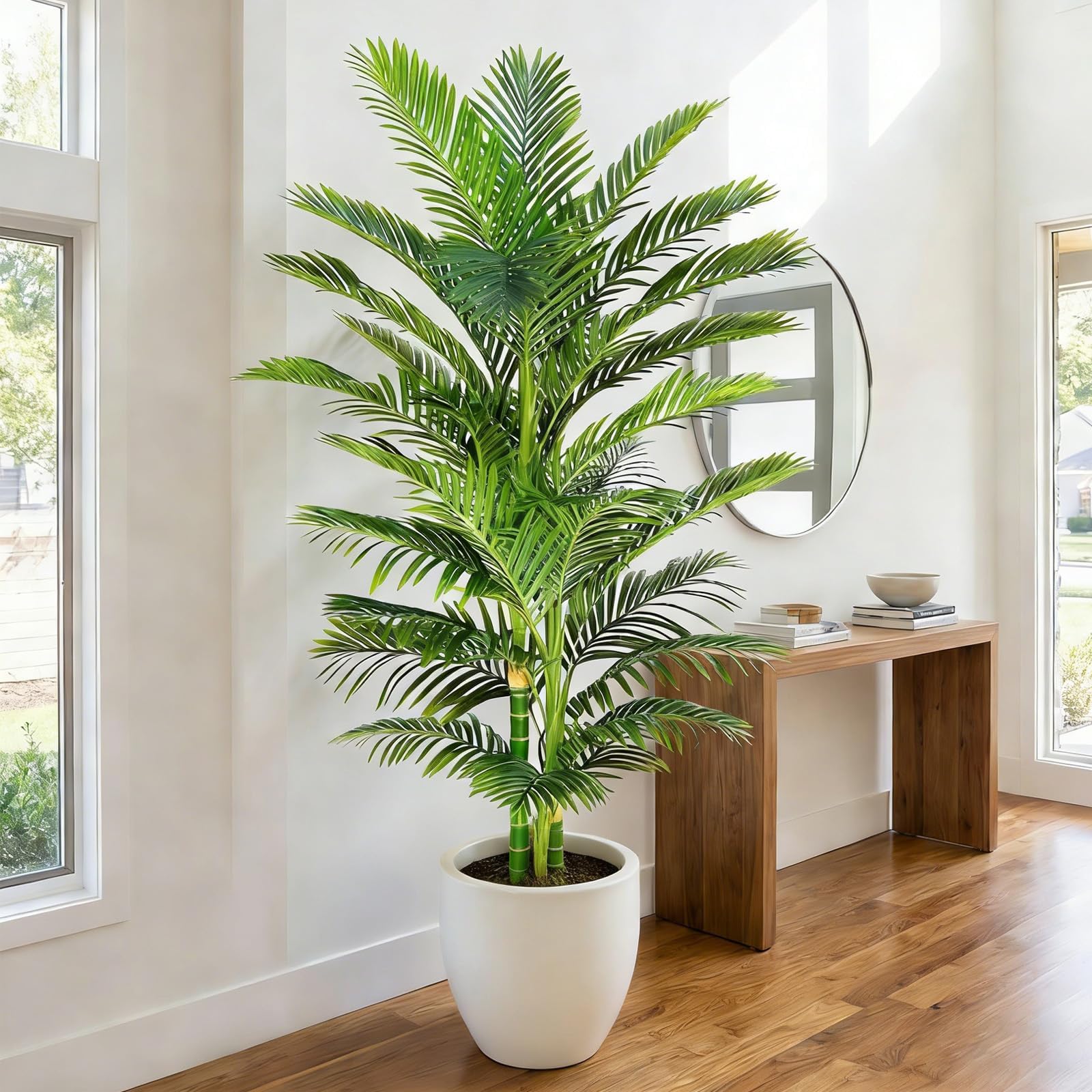 180cm Plantes Palmier Artificielles Interieur - Fausse Areca Plante en Noir Pot, Grande Arbre Artificielle, Fake Verte Plant pour Décoration d'Intérieur de Bureau ou Salon ou Maison