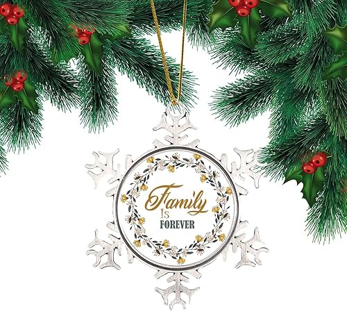 Miniatura 2 de Marco de la familia is Forever de Navidad adorno de Navidad plateado corona floral adornos de copo de nieve decoración de fiesta de árbol de Navidad