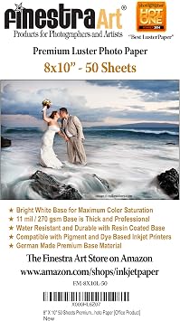 8" X 10" Premium Luster Inkjet Photo Paper - 50 Sheets
