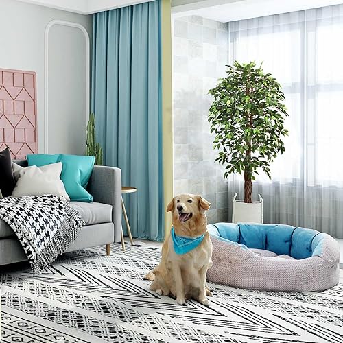 Miniatura 6 de Aveyas Árbol de ficus artificial de 6 pies para decoración del hogar, 6 pies, árboles de seda sintética con maceta para interiores y exteriores,