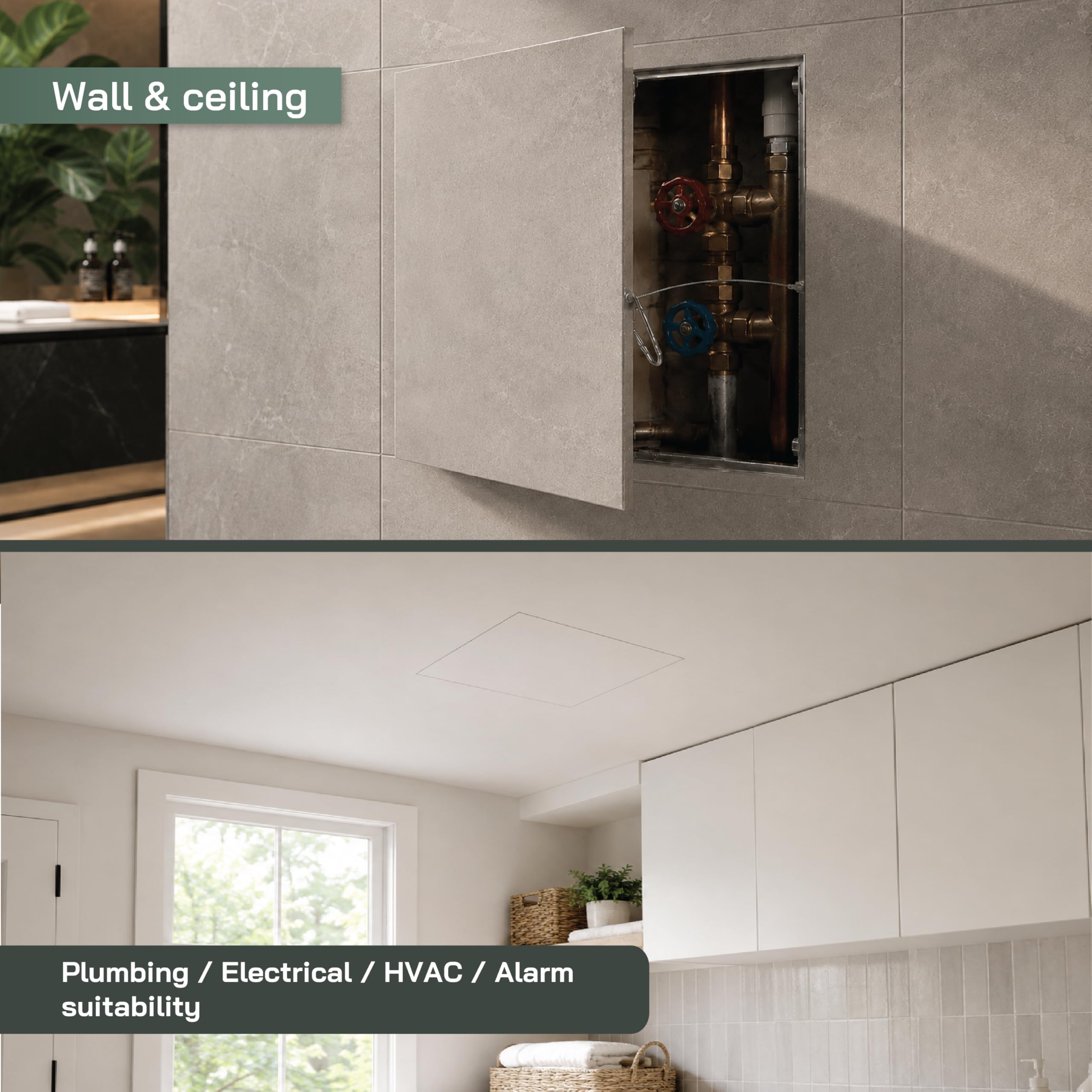 Vent Systems 40 x 40 cm Revisionsklappe Trockenbau – Revisionstür mit Click-to-Open Funktion und mit Sicherheitsseil – Revisionsklappe mit Aluminiumrahmen, Gipskartonplatte für Sanitär, Elektro, HVAC