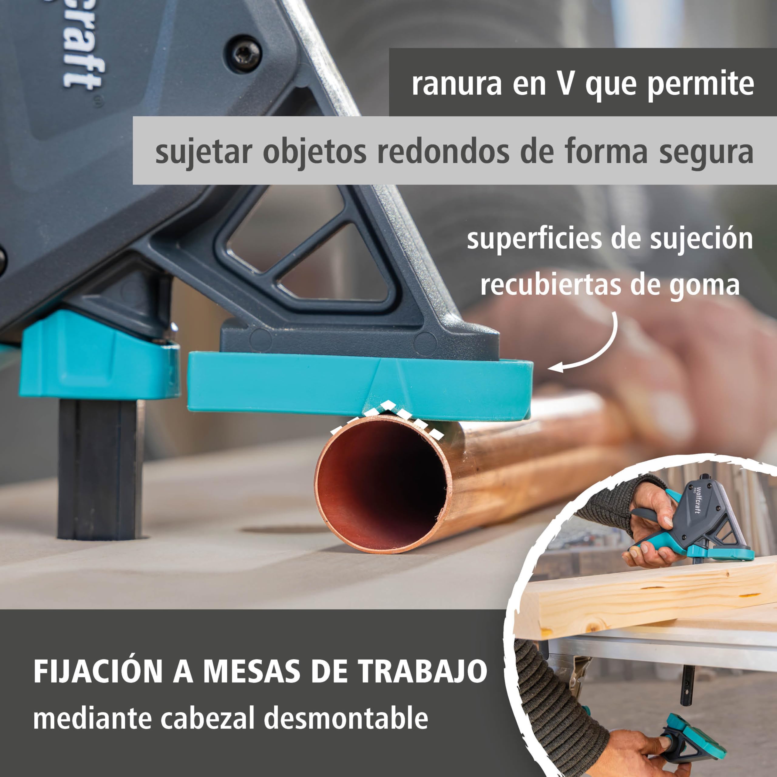 wolfcraft 2 Sargentos monomanual PRO - Fuerza de sujeción 150 kg - 8677060 - El cómodo sargento para todo tipo de usos - ancho de sujeción 700mm