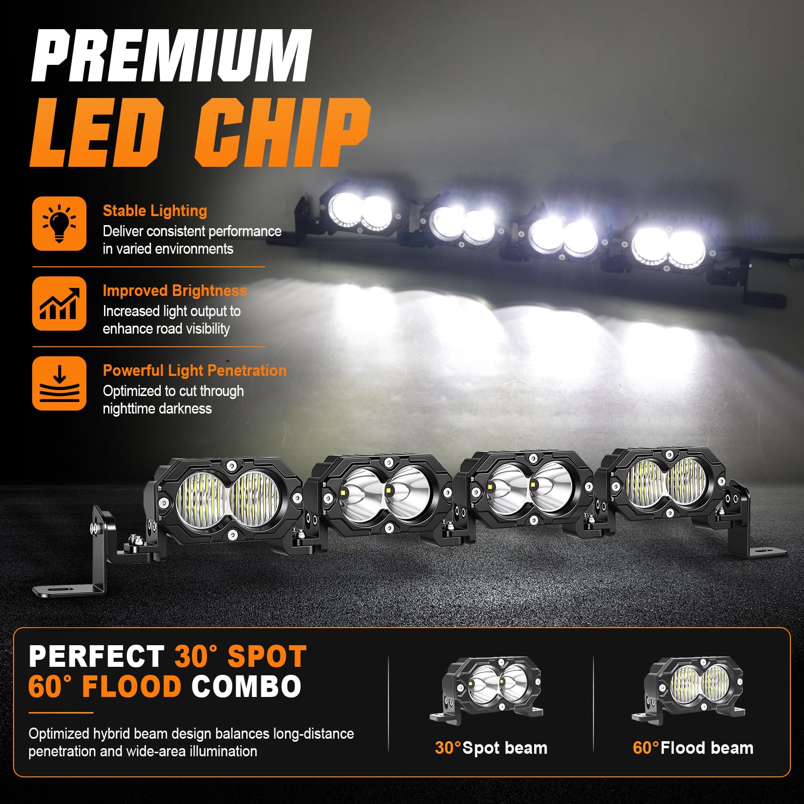 SKYWORLD Barra Led fuoristrada 23 pollici 58 cm 80W 12V DT cablaggio kit