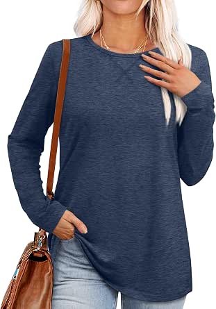 OFEEFAN Women's Long Sleeve Tunic Dress With Pockets - Fall & Winter Button-Down Outfit, Medium