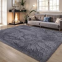 Vista 53 de Alfombras mullidas de 4 x 6 pies para dormitorio de niñas, alfombra de pelo largo lavable en arco iris para habitación de niños, guardería