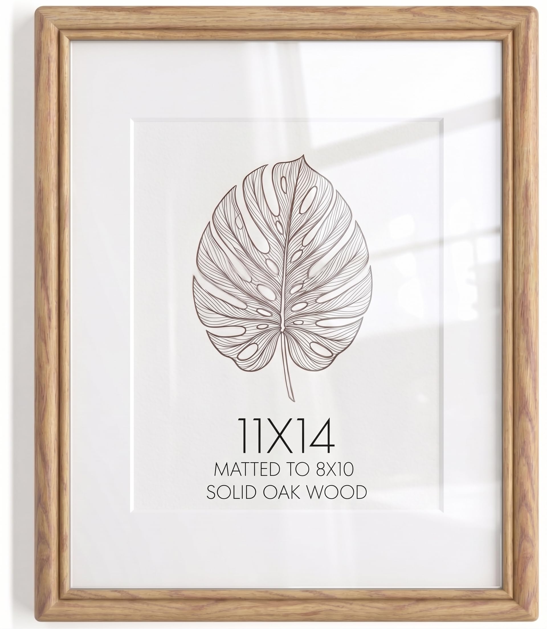 KovaScape Picture Frame, Solid Oak Wood Frame, Double Arc Round Corner Hand Craft Document Frame, 11x14 Matted to 8x10, 11 by 14 Frame with HD Real Glass,Wall Display,Pack of 1 โ image 1