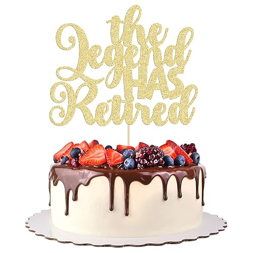 Gyufise 1 pieza de decoración de pastel con purpurina de The Legend Has Retired con purpurina We Will Miss You Cake Pick Tension Pension Cake Decor
