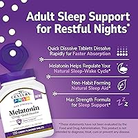Vista 2 de 21st Century Melatonina - Tabletas de 12 mg de disolución rápida de máxima resistencia, (120 unidades) Ayuda para dormir para adultos, suplemento