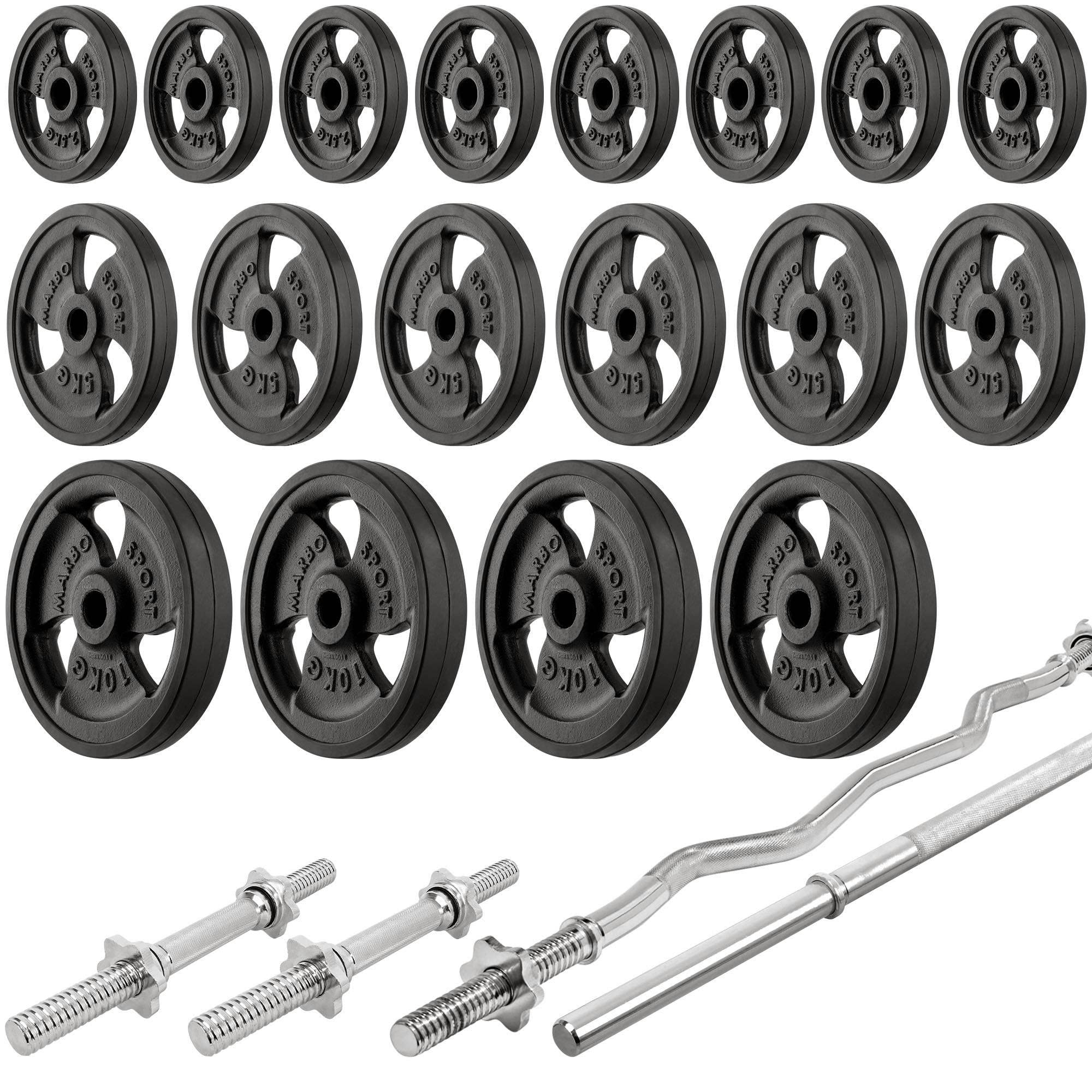 Marbo Sport Set MS8_2.0 | Doppelseitig verstellbare Hantelbank + Multilevel-Ständer (2 Stück) | Stangen und Gewichte 83/113 kg zur Auswahl | Made in EU