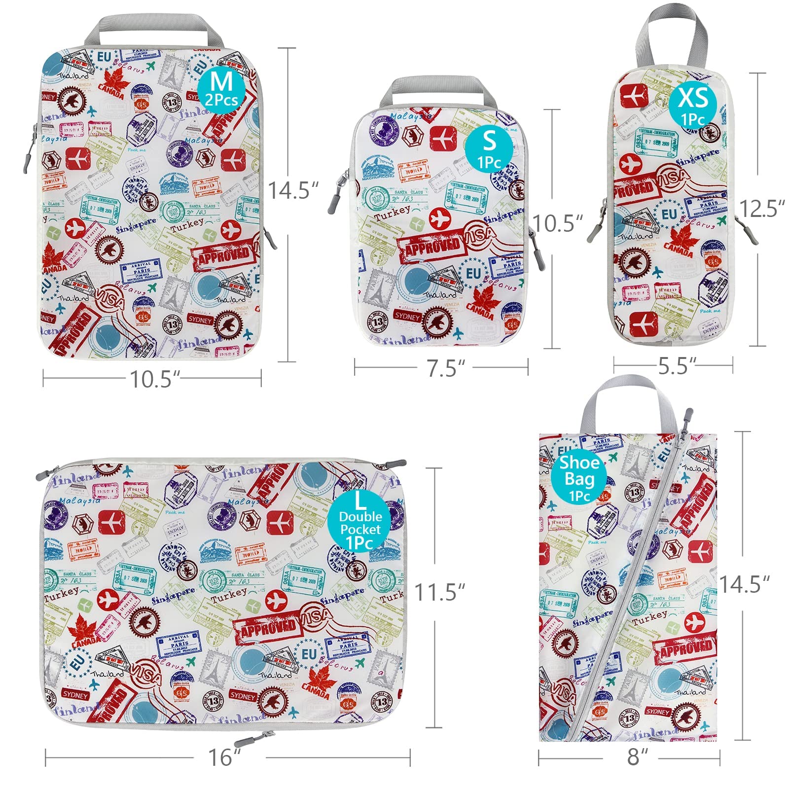 Set Organizer Valigia 6/8/9 Cubi Di Imballaggio Da Viaggio Set Di Pezzi, Cubi Multifunzione Organizzatore Bagaglio Da Viaggio Impermeabile Borsa Di Compressione