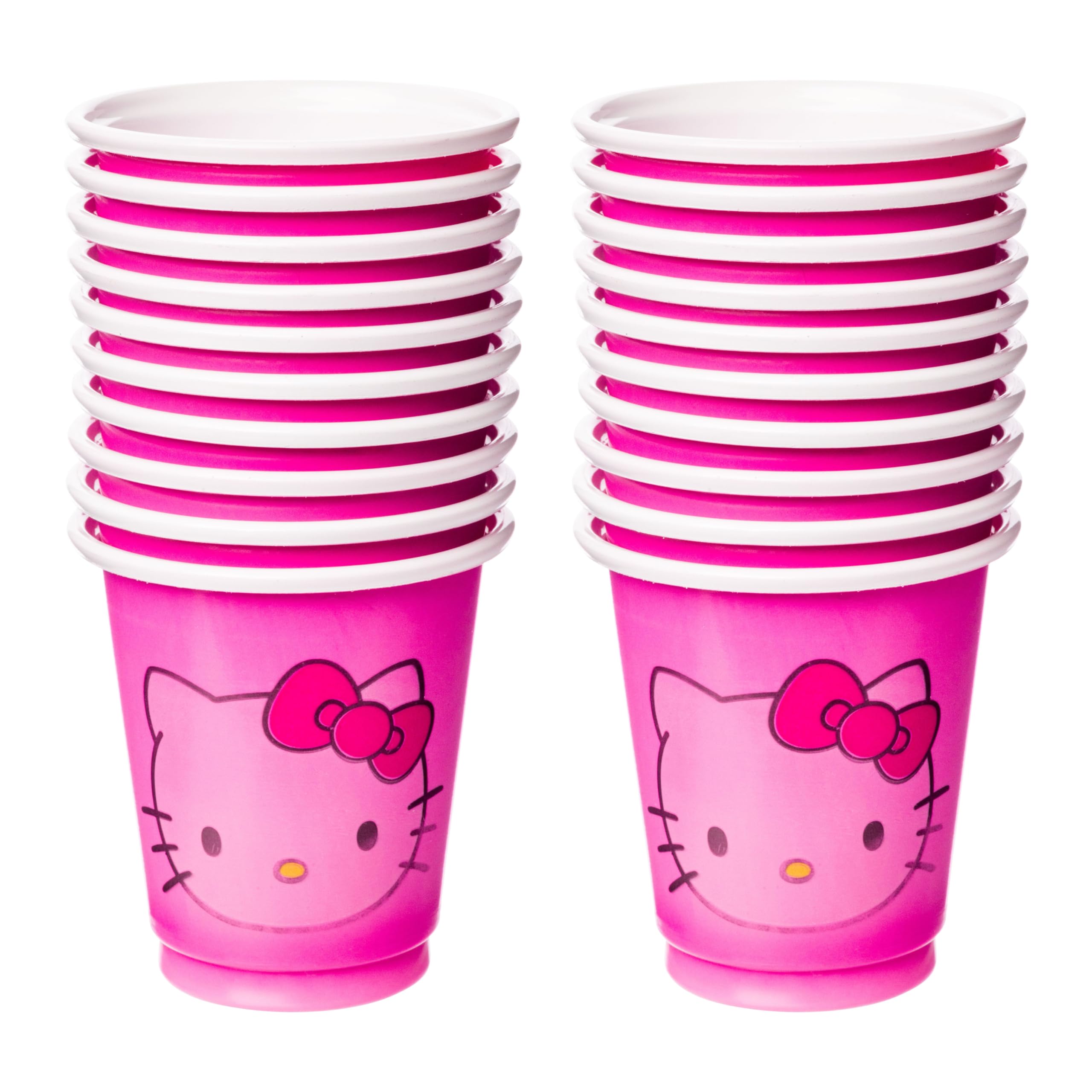 Silver Buffalo Sanrio Hello Kitty Pink, 20 Pack Mini Plastic Cup Set, 2oz