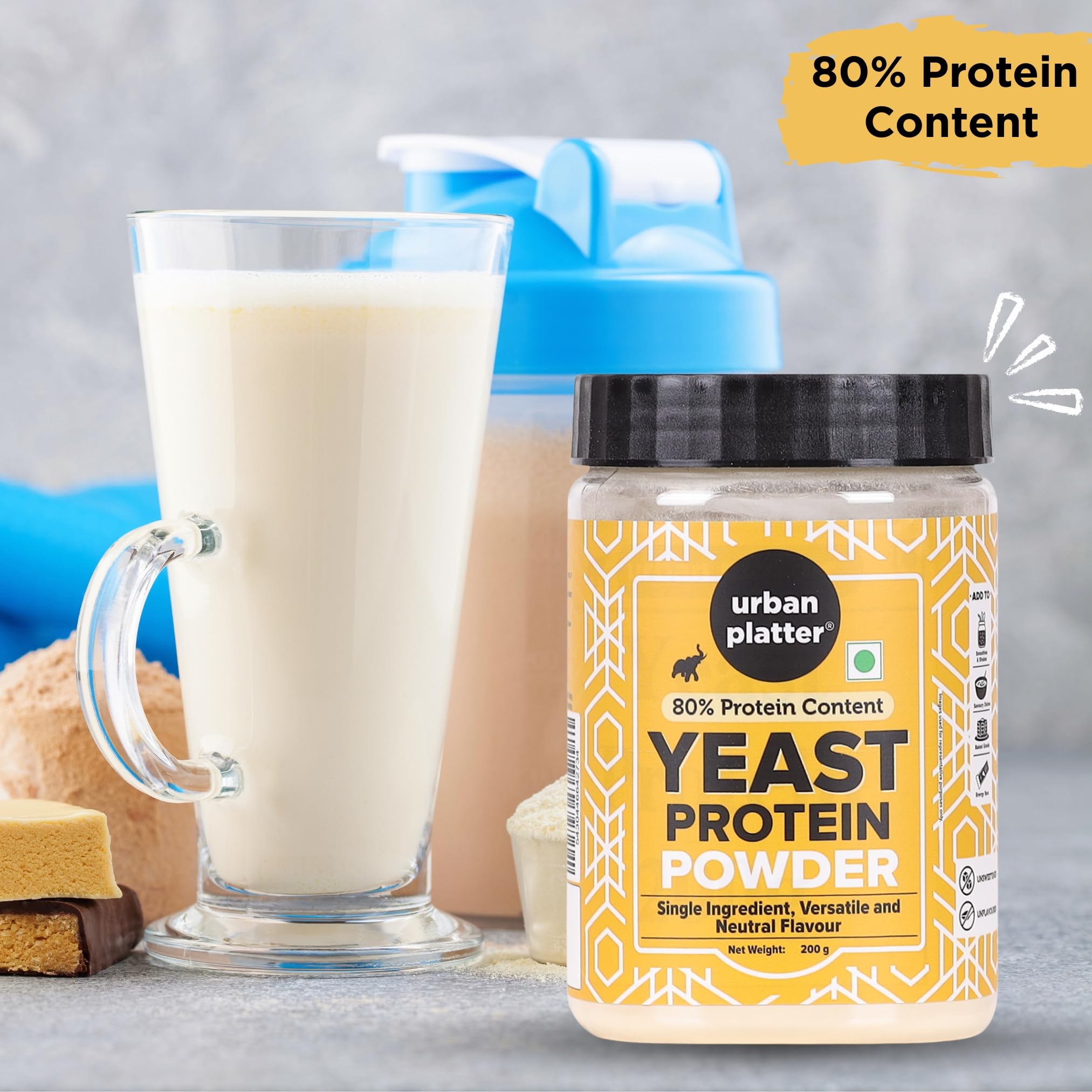 Urban Platter Yeast Protein Powder, 200g (Clean Plant Protein from Yeast | Complete Amino Acid Profile | Perfect for Shakes, Smoothies & Recipes) 2