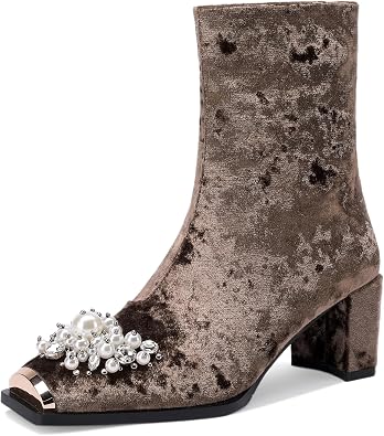 Western Gladiator Boots For Women Winter Ankle Extra Wide Calf Booties Botas Para Mujer Chelsea Leather Chunky Block Dress Combat Warm Lined Cowboy Cowgirl Ladies High Heels