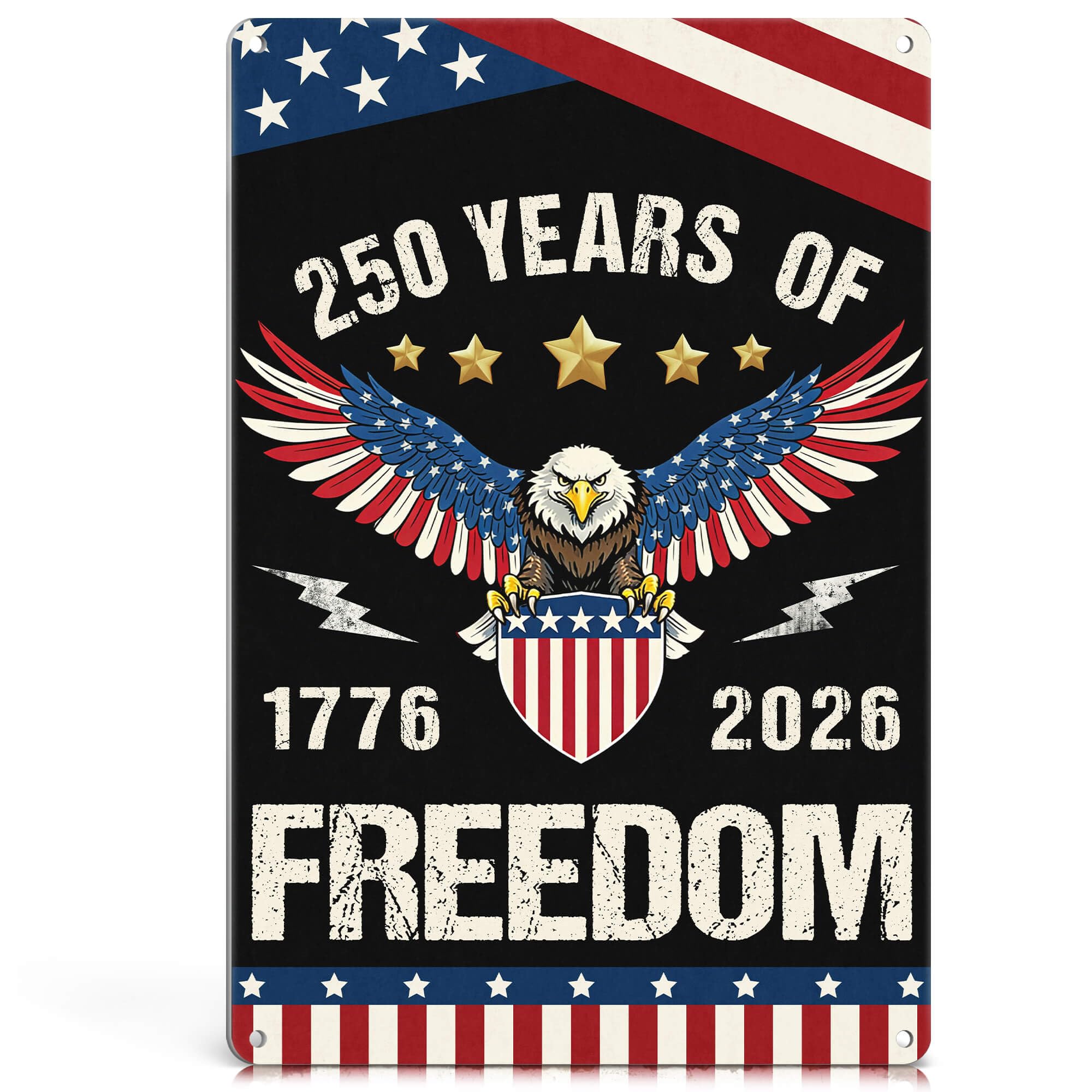 250 Anniversary USA Metal Sign Vintage Patriotic Gift, 4th of July Decorations for Home Bedroom Front Door Yard, American Eagle Design Tin Sign 8x12 Inches