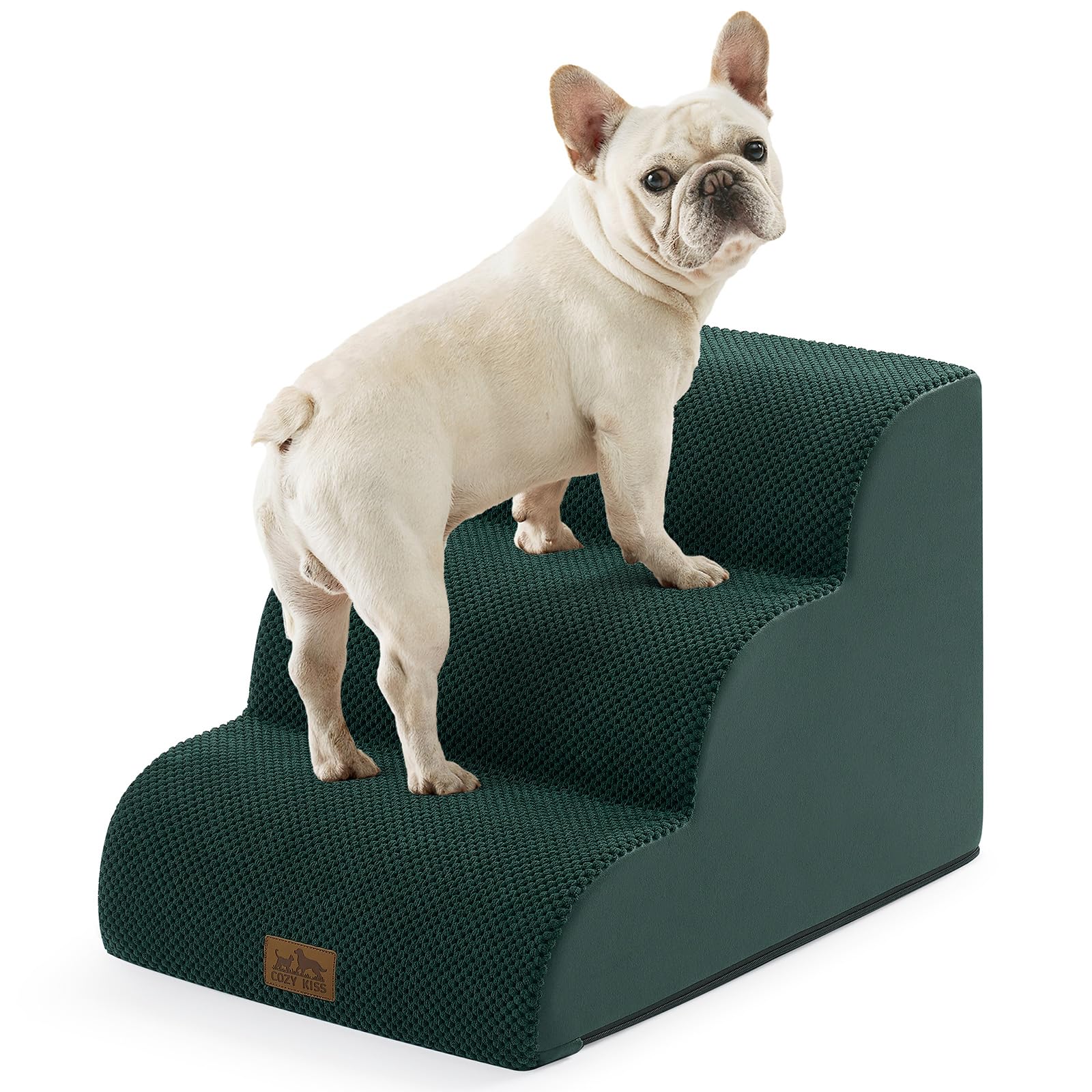 COZY KISS Wide Dog Stairs for Small Dog 15.7" H, 3 Step Pet Ramp for Couch