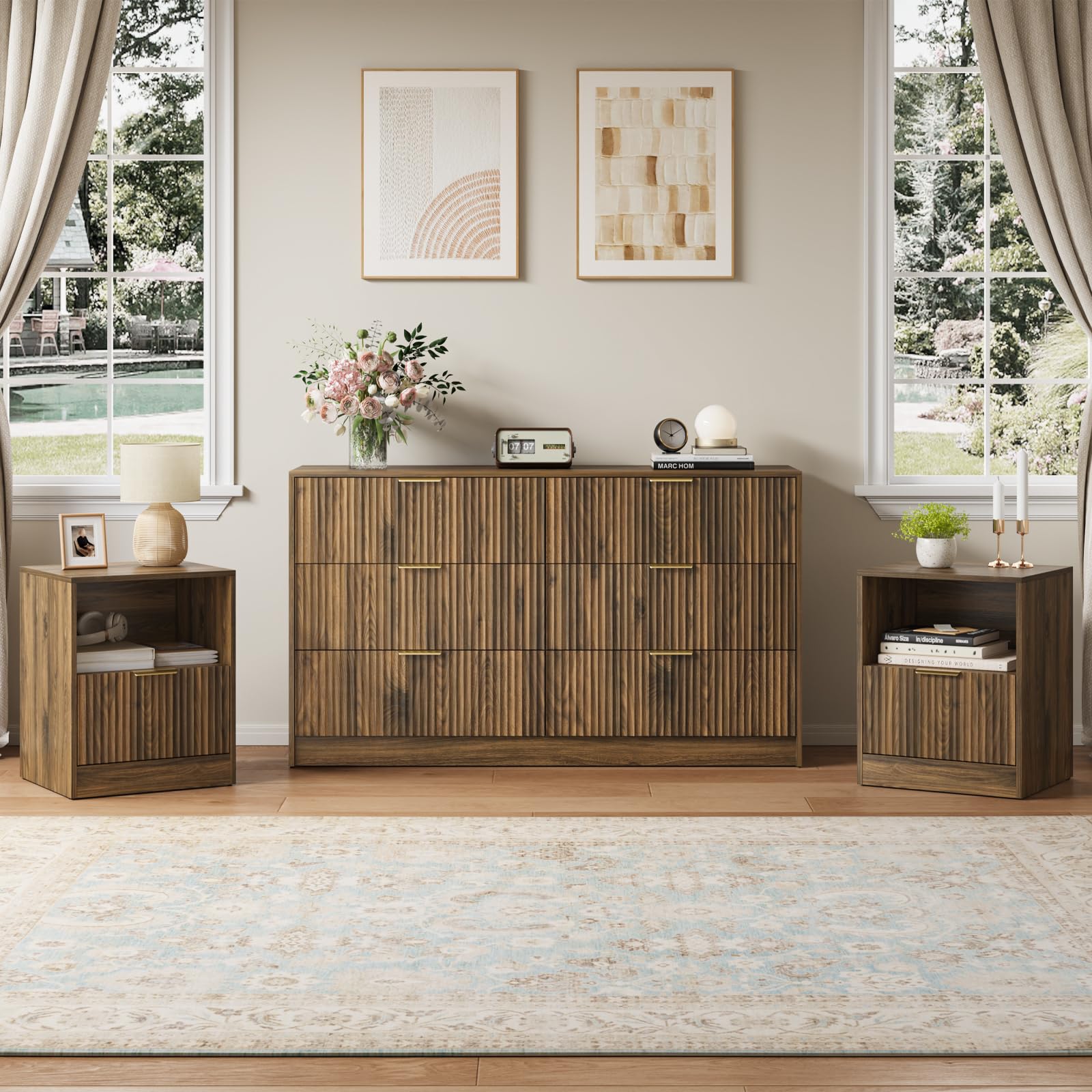 Amazon.com: NOVAMAISON 6 Drawer Dresser & Nightstand Set 3-Piece, 55 Wide Bedroom Set Night Stand Set of 2 with Metal Handle, Fluted Modern Wood Chest of Drawers Storage Dressers Set for Bedroom, Amazon.com: NOVAMAISON 6 Drawer Dresser & Nightstand Set 3-Piece, 55 Wide Bedroom Set Night Stand Set of 2 with Metal Handle, Fluted Modern Wood Chest of Drawers Storage Dressers Set for Bedroom,