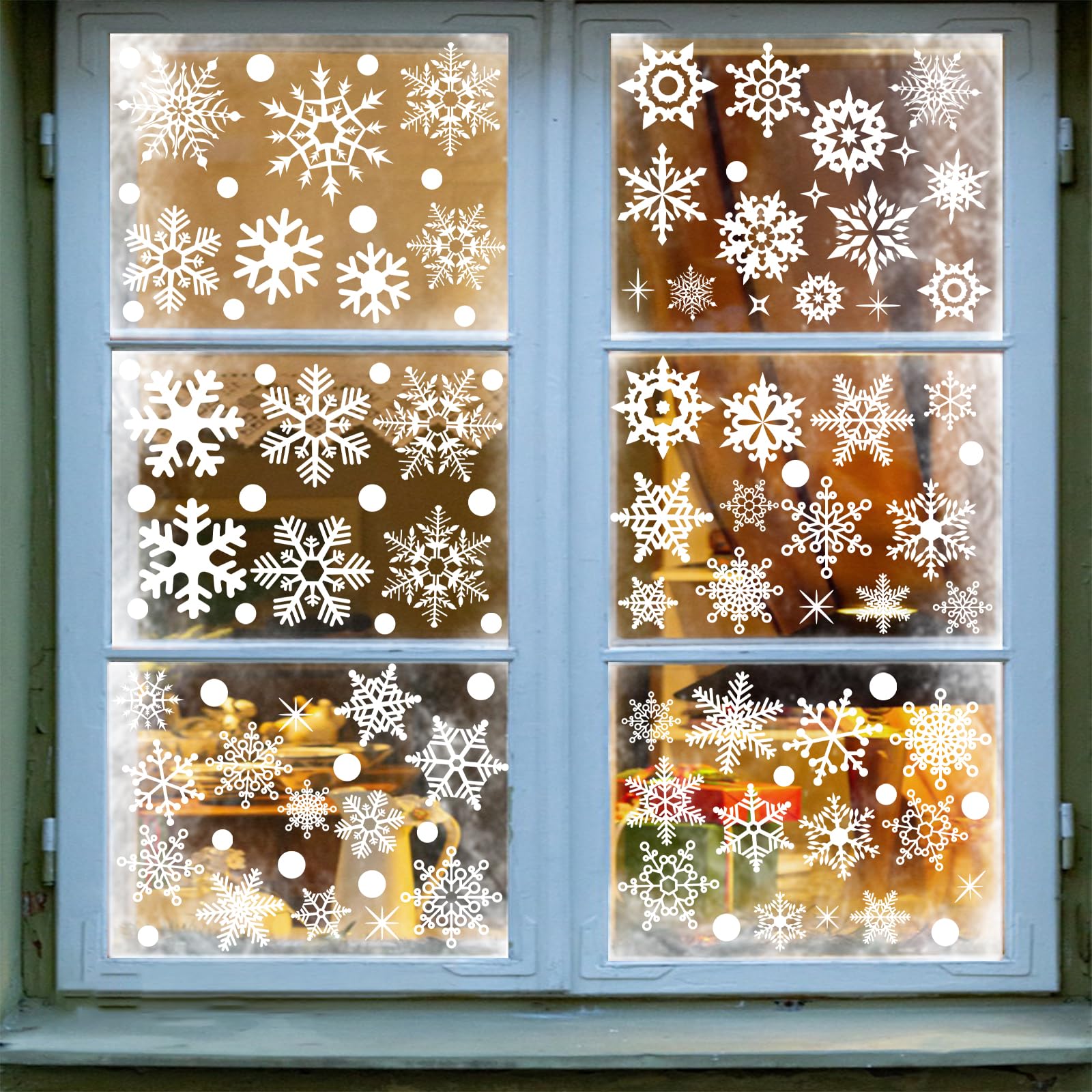 1 set di 9 adesivi decorativi per finestre in vetro con fiocchi di neve bianchi, 30*20 cm, in PVC, statici, decorazioni natalizie per finestre | Leroy Merlin