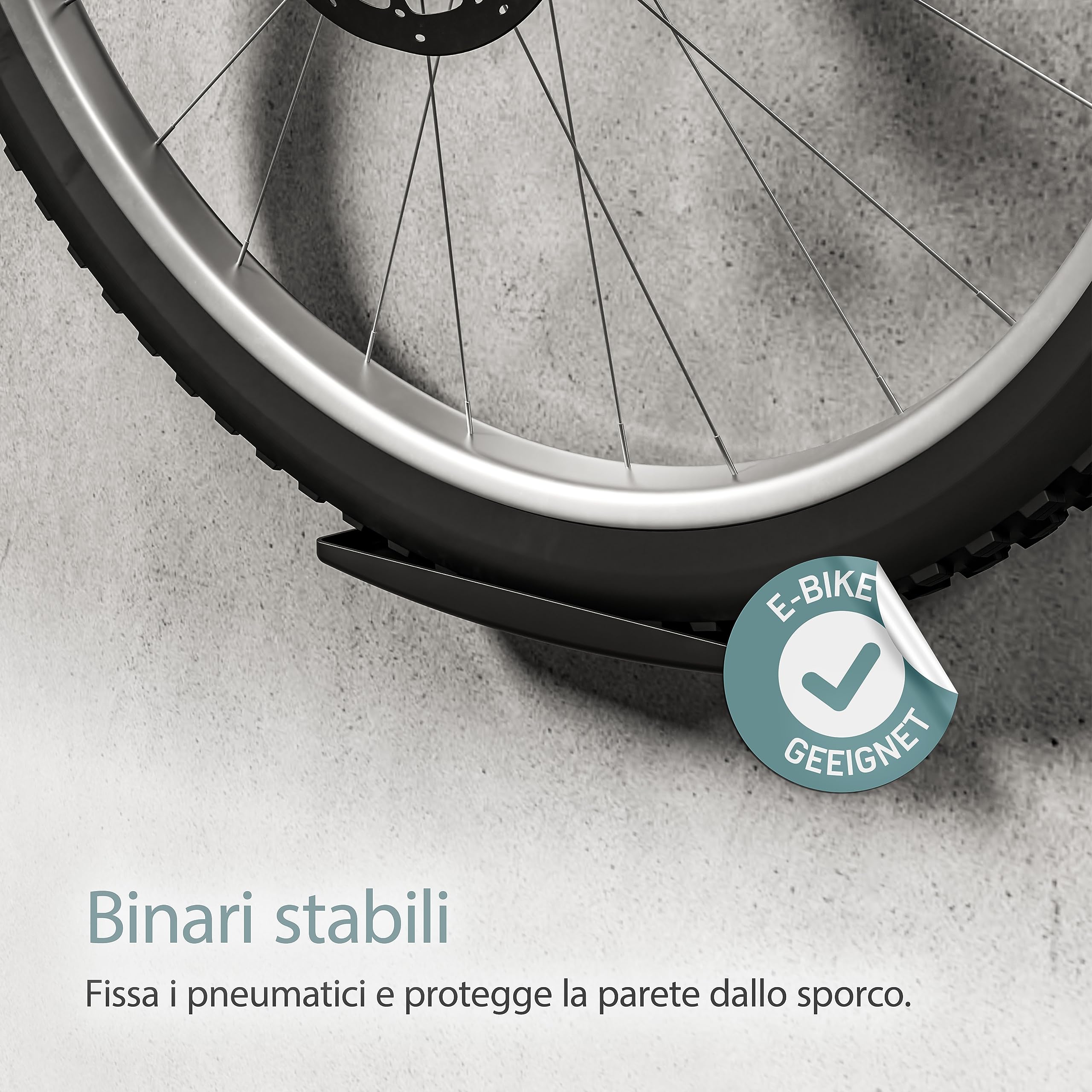 Borgen portabici da muro - portabici regolabile da muro - compatibile con e-bike, bici da corsa, MTB, bici da strada - gancio gommato antigraffio