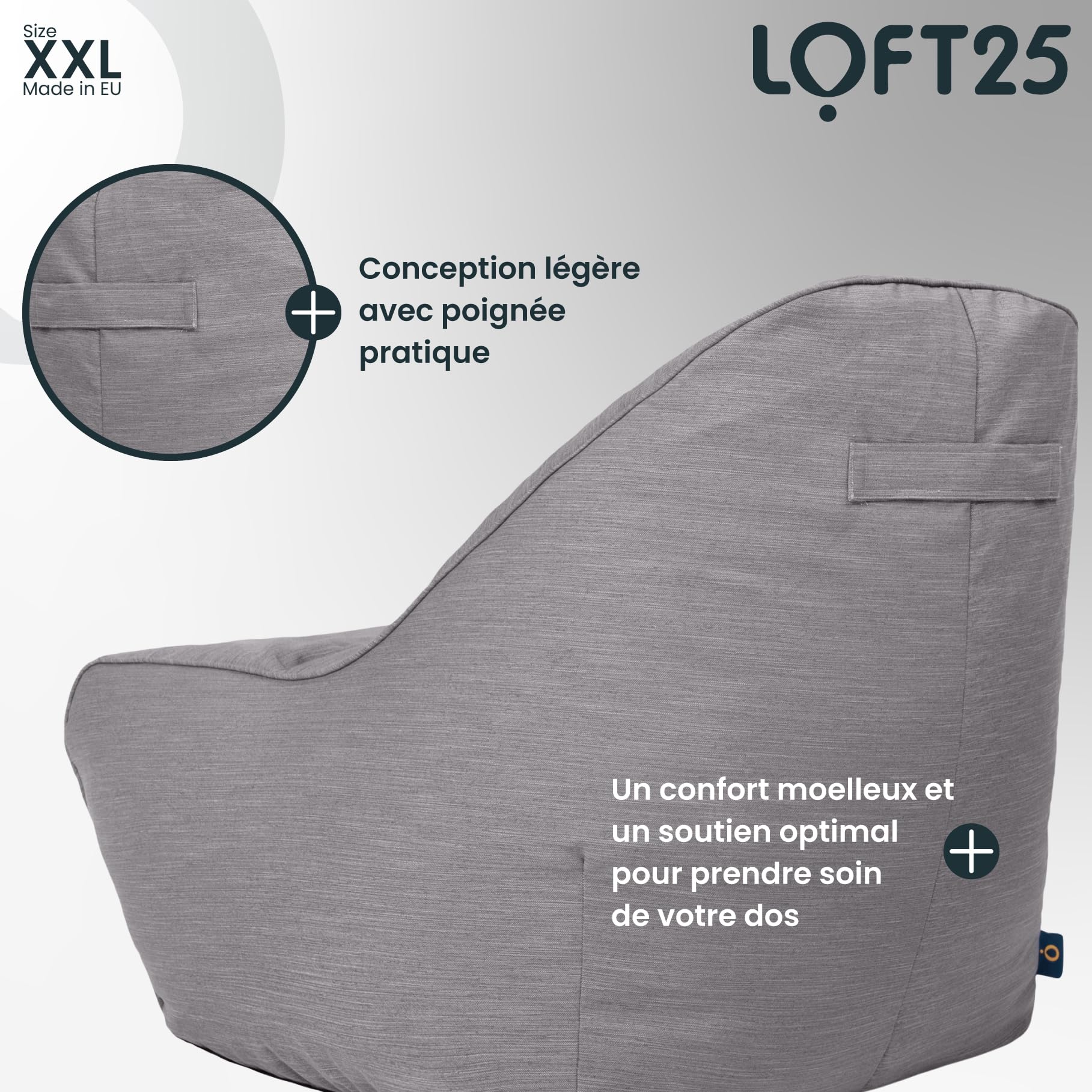 Loft 25 Pouf Poire Adulte | Fauteuil Pouf Confortable pour Salon | Chaise Ergonomique et Léger | Pouf XXL Durable pour Un Soutien Optimal du Dos