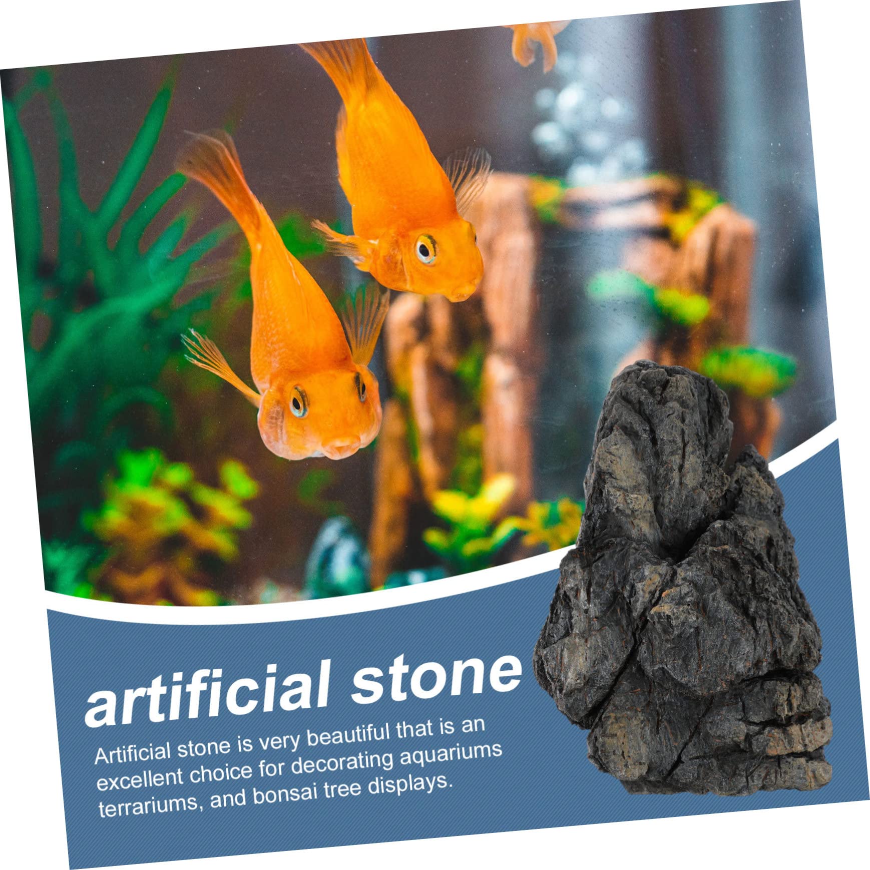 Sosoport Pietra Decorativa per Acquario in Resina Nera Realistico | Ornamento Sicuro per Bonsai e Terrario, Effetto Naturale per Esposizioni e Allestimenti di Pesci Stile Casuale