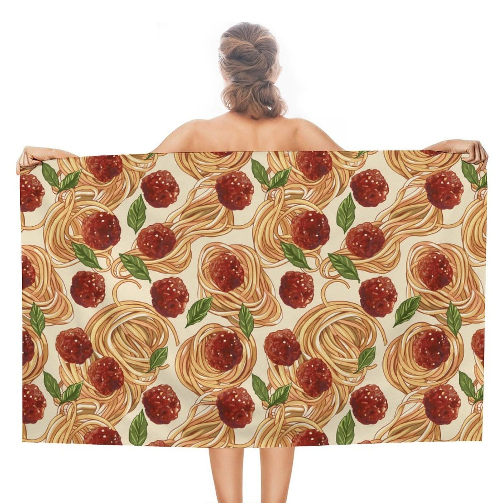 CGSBNGHA Italian Food Meatball Spaghetti Beach Towels Soft Bathroom Bath Pool Swim Towels for Women Men