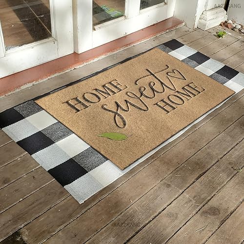 Miniatura 6 de AAZZKANG Tapete de bienvenida marrón para puerta delantera, tapete grande para el hogar, 36 x 24 pulgadas, tapete antideslizante para interiores y