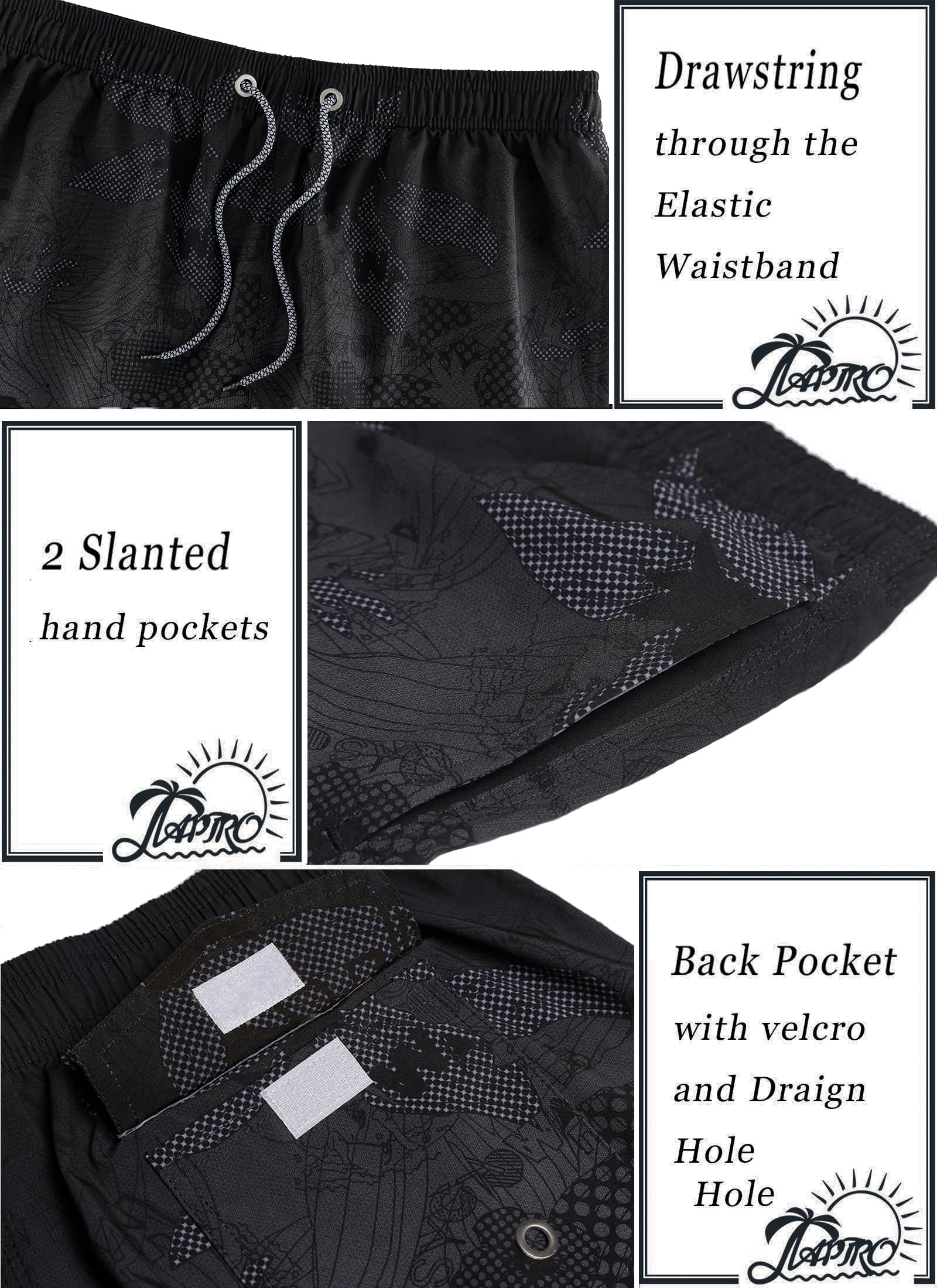 APTRO Costumi Pantaloncini da Bagno Uomo Mare Surf Piscina Stampa Hawaiana Estiva Grande Asciugatura Rapida con Fodera in Rete