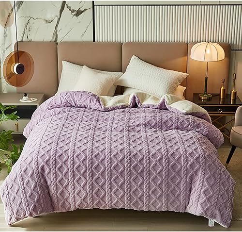 Funda de edredón de invierno de hibisco de aislamiento súper suave, fundas de edredón de piel sintética con cierre de cremallera, 1 funda de edredón