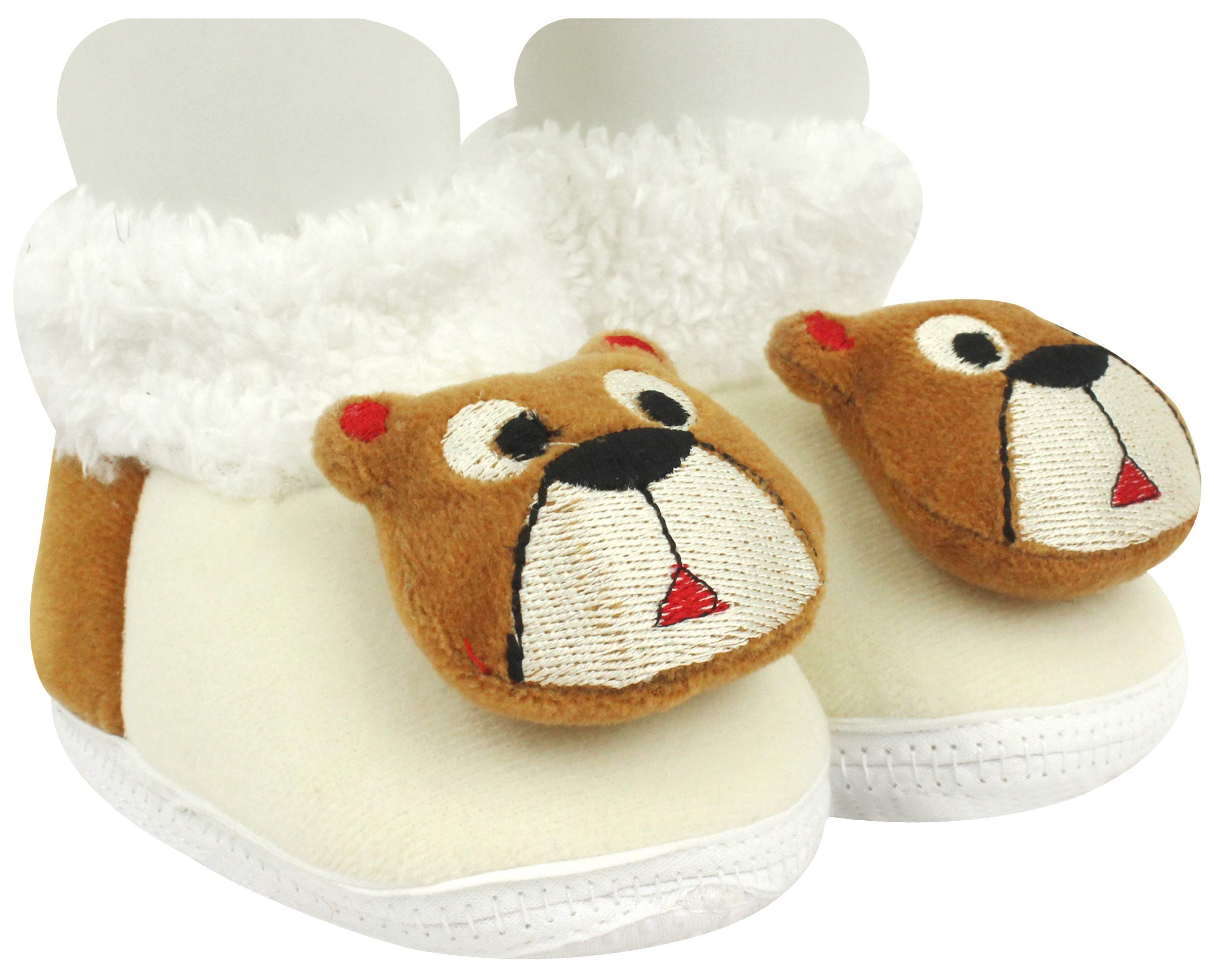 neska moda Unisex Baby Booties For 6 To 12 Months (White,Brown)-picture-41