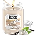 Candle-lite Fall Scented Candles, Creamy Vanilla Swirl, 18 oz Jar, Proudly Poured in The USA, Aromatherapy Candle, Single-Wick with 110 Hours of Burn Time, Perfect for Creating a Relaxing Ambiance