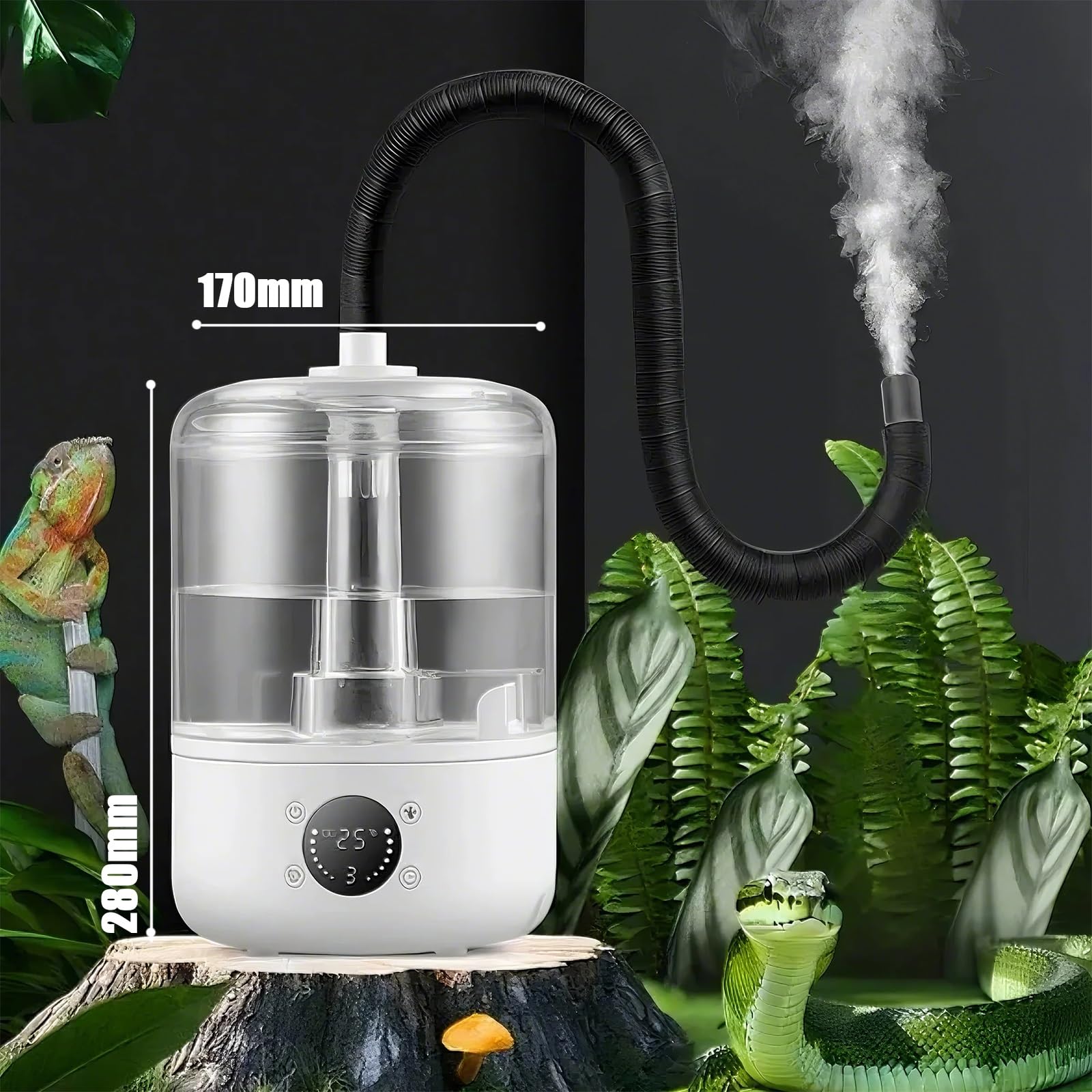 Nebulizzatore Umidificatore per Rettili, Umidificatore per Terrari con Serbatoio per Nebulizzatore per Rettili da 4 Litri(Size-1)