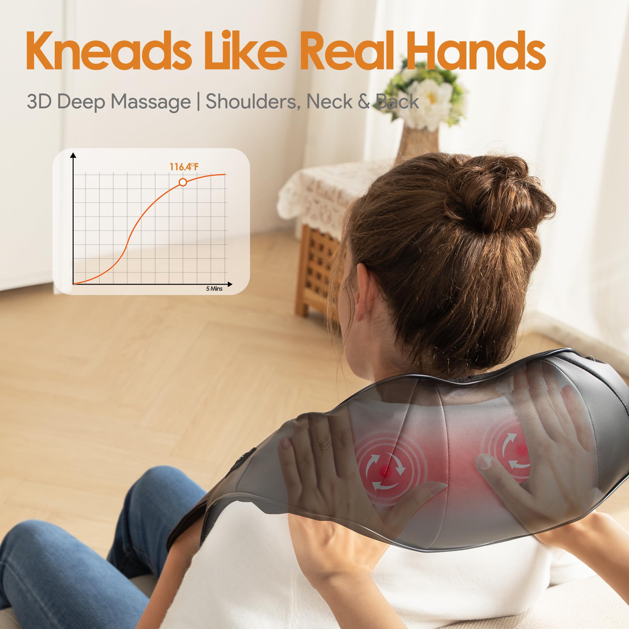 Brelley Masajeador Cervical y Espalda, Masaje con Calor Relajante, Ideal para Aliviar el Dolor Muscular, Regalo para Mujeres y Hombres, Mamá y Papá